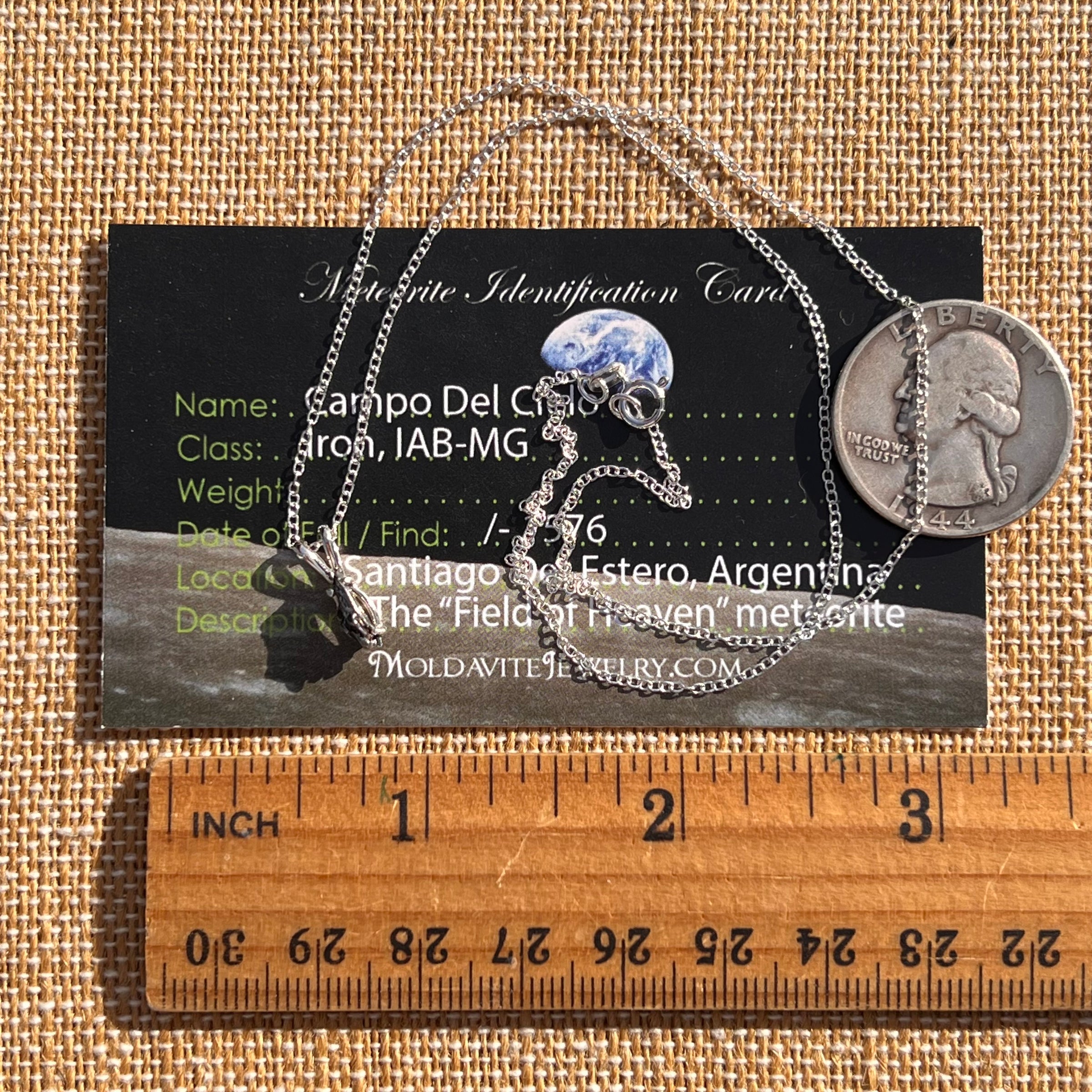 Campo Del Cielo Meteorite Necklace Sterling #7711-Moldavite Life