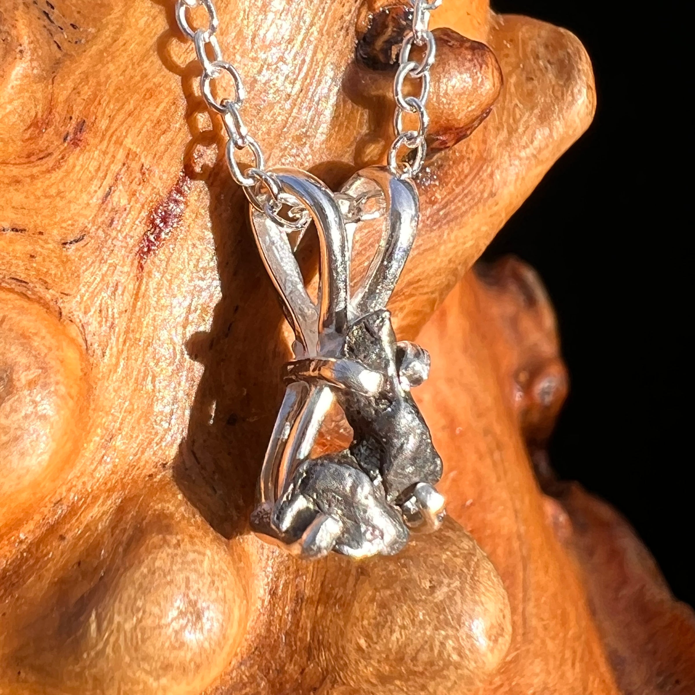 Campo Del Cielo Meteorite Necklace Sterling #7713-Moldavite Life