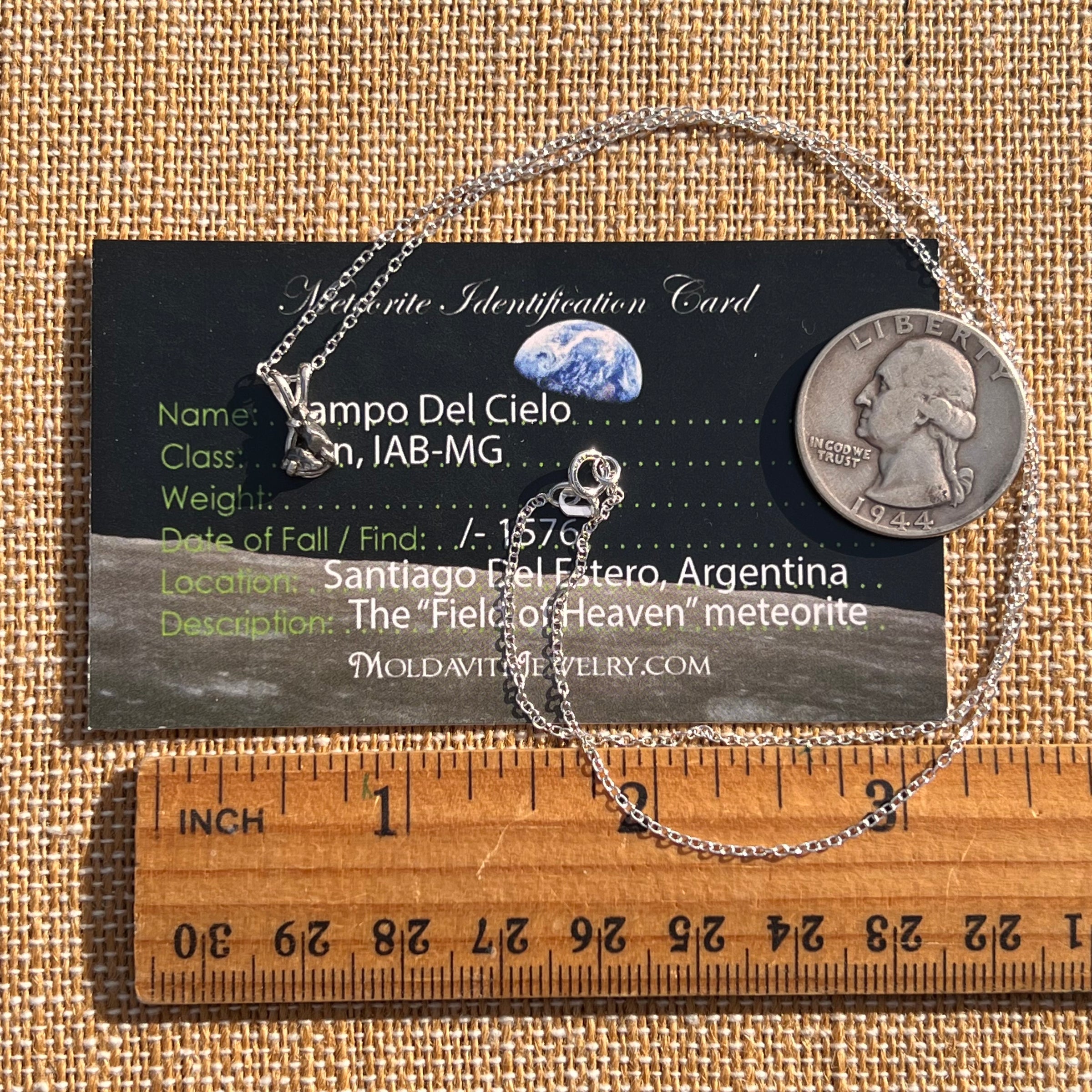 Campo Del Cielo Meteorite Necklace Sterling #7713-Moldavite Life