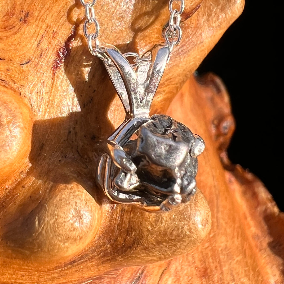 Campo Del Cielo Meteorite Necklace Sterling #7718-Moldavite Life