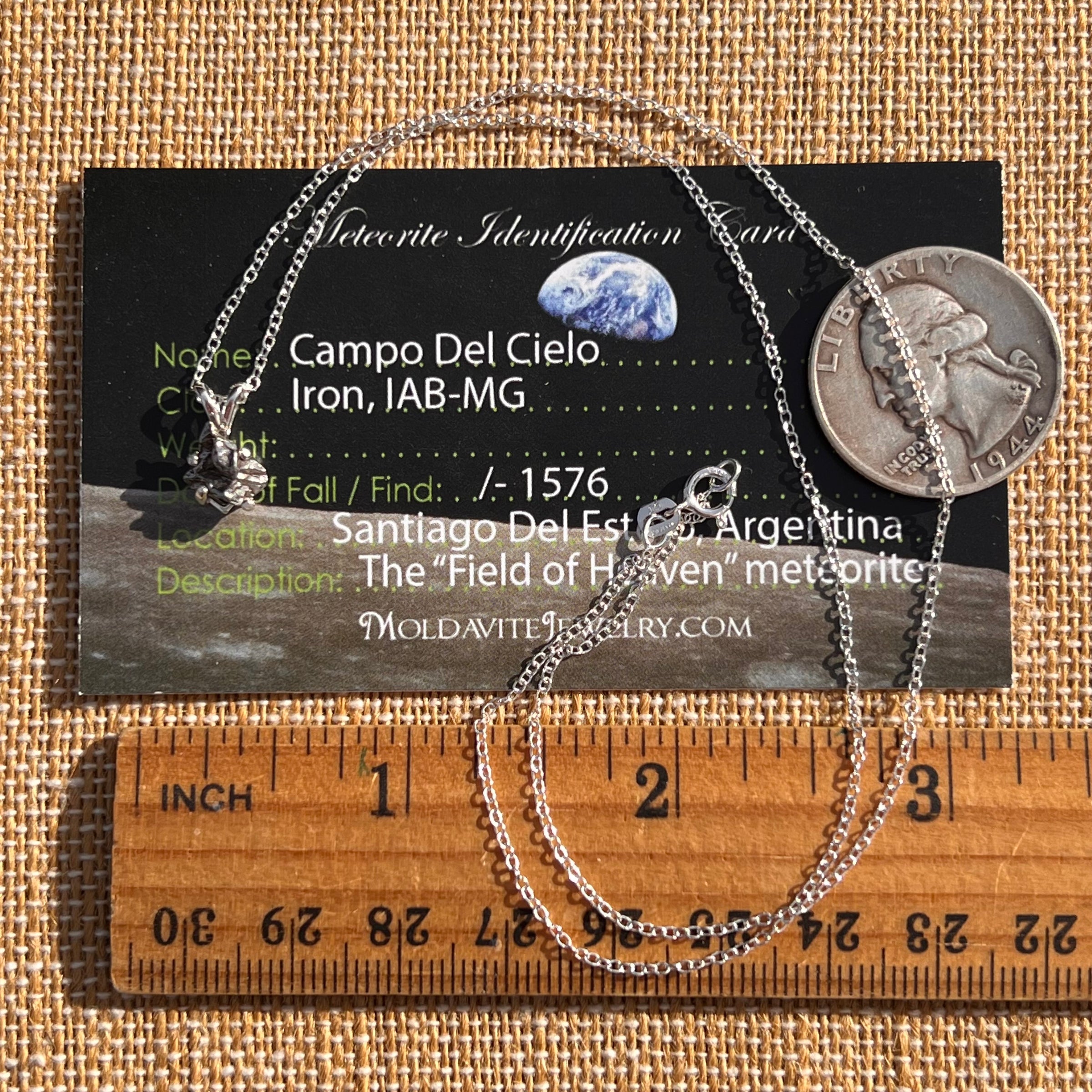 Campo Del Cielo Meteorite Necklace Sterling #7719-Moldavite Life