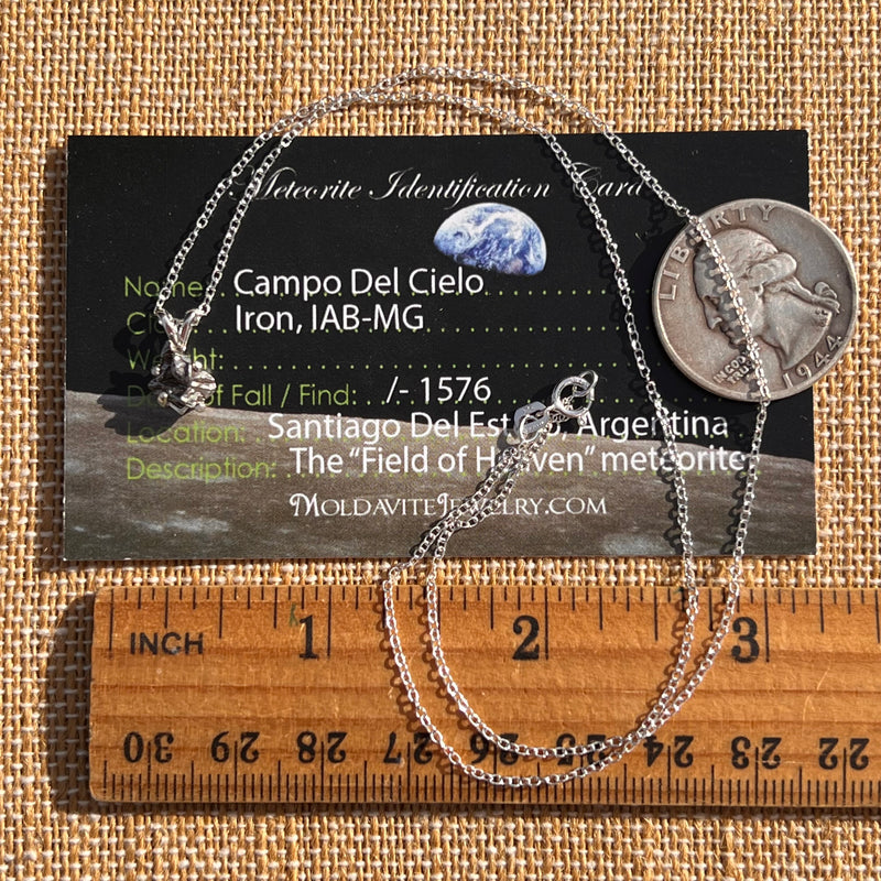 Campo Del Cielo Meteorite Necklace Sterling #7719-Moldavite Life