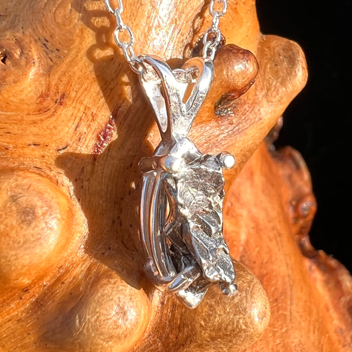 Campo Del Cielo Meteorite Necklace Sterling #7720-Moldavite Life