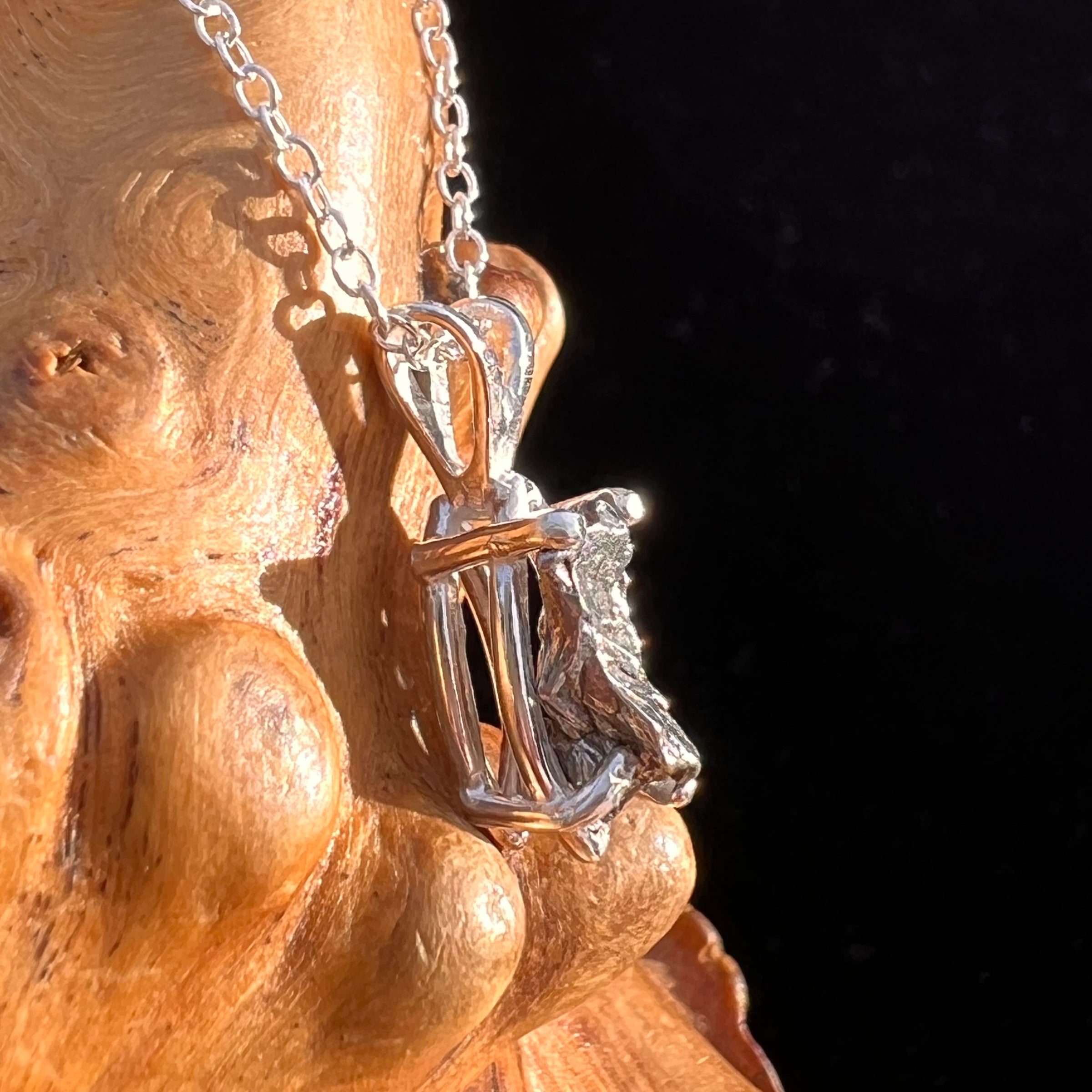 Campo Del Cielo Meteorite Necklace Sterling #7720-Moldavite Life