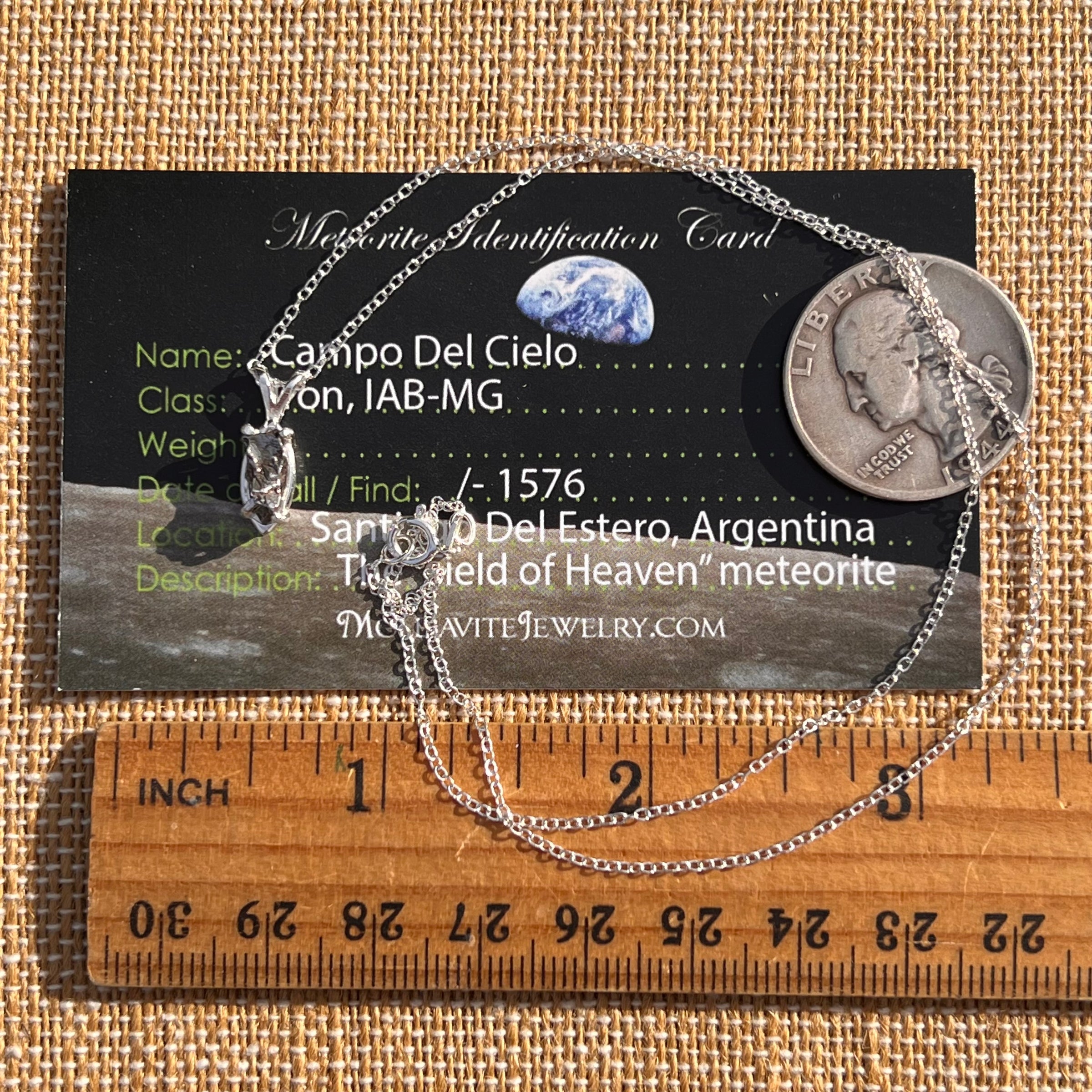 Campo Del Cielo Meteorite Necklace Sterling #7720-Moldavite Life