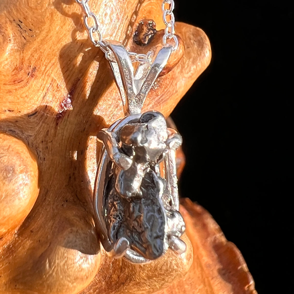 Campo Del Cielo Meteorite Necklace Sterling #7721-Moldavite Life