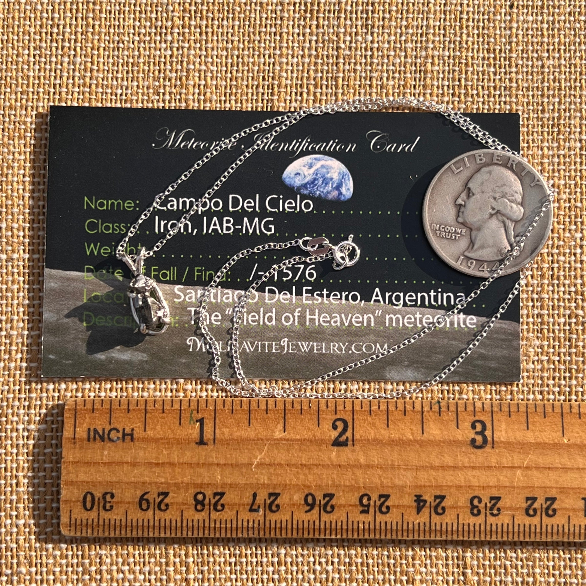 Campo Del Cielo Meteorite Necklace Sterling #7721-Moldavite Life