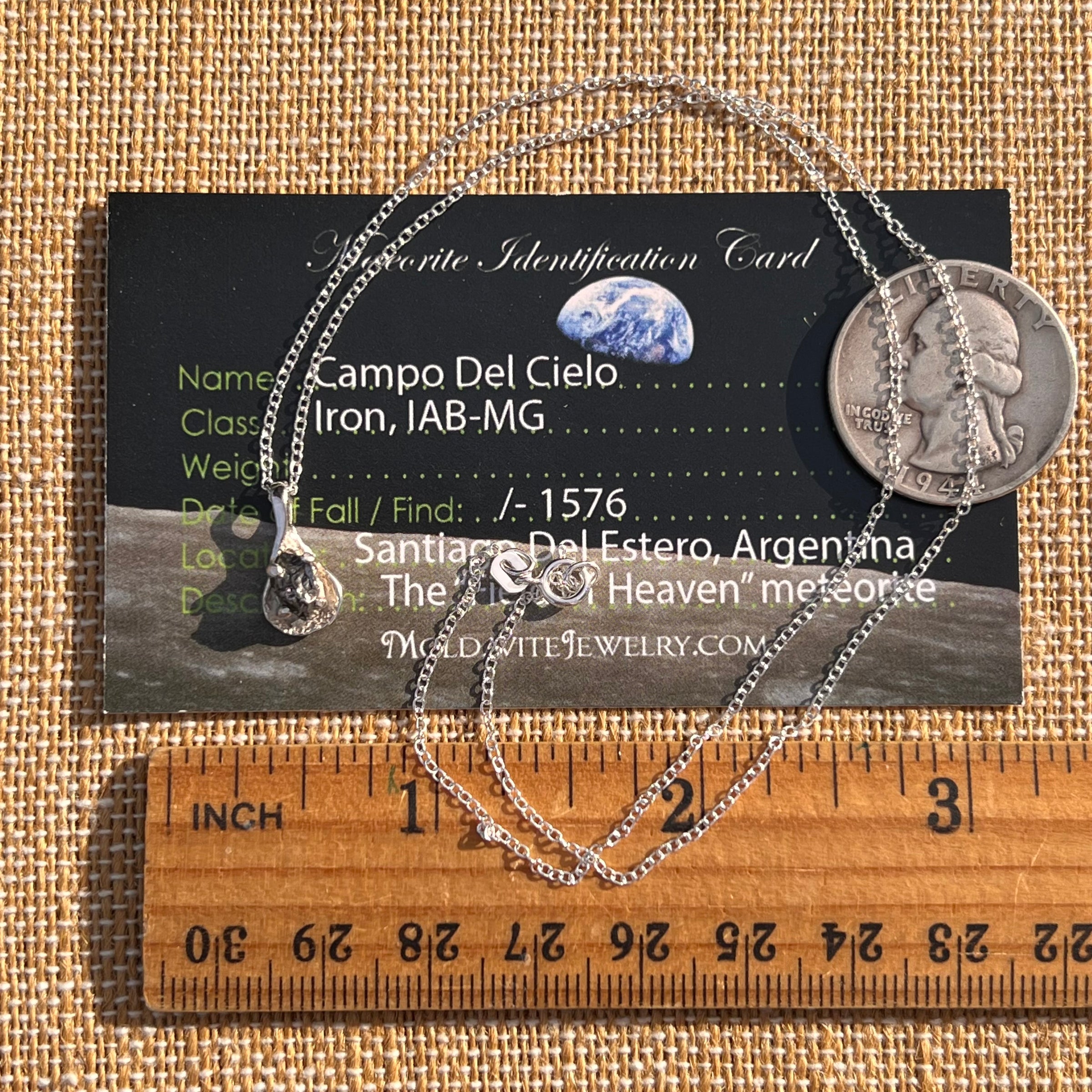 Campo Del Cielo Meteorite Necklace Sterling #7722-Moldavite Life