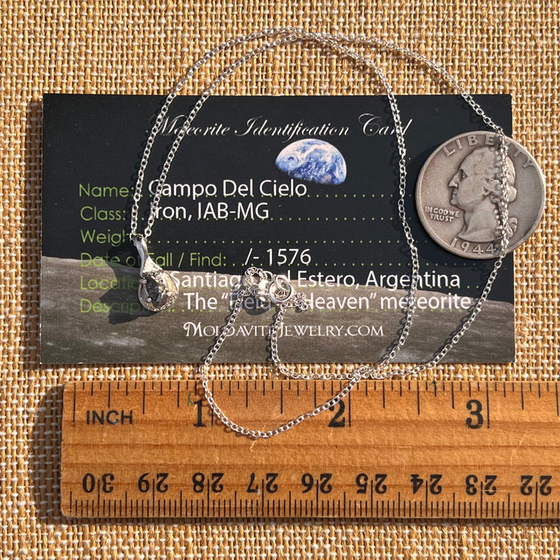 Campo Del Cielo Meteorite Necklace Sterling #7723-Moldavite Life
