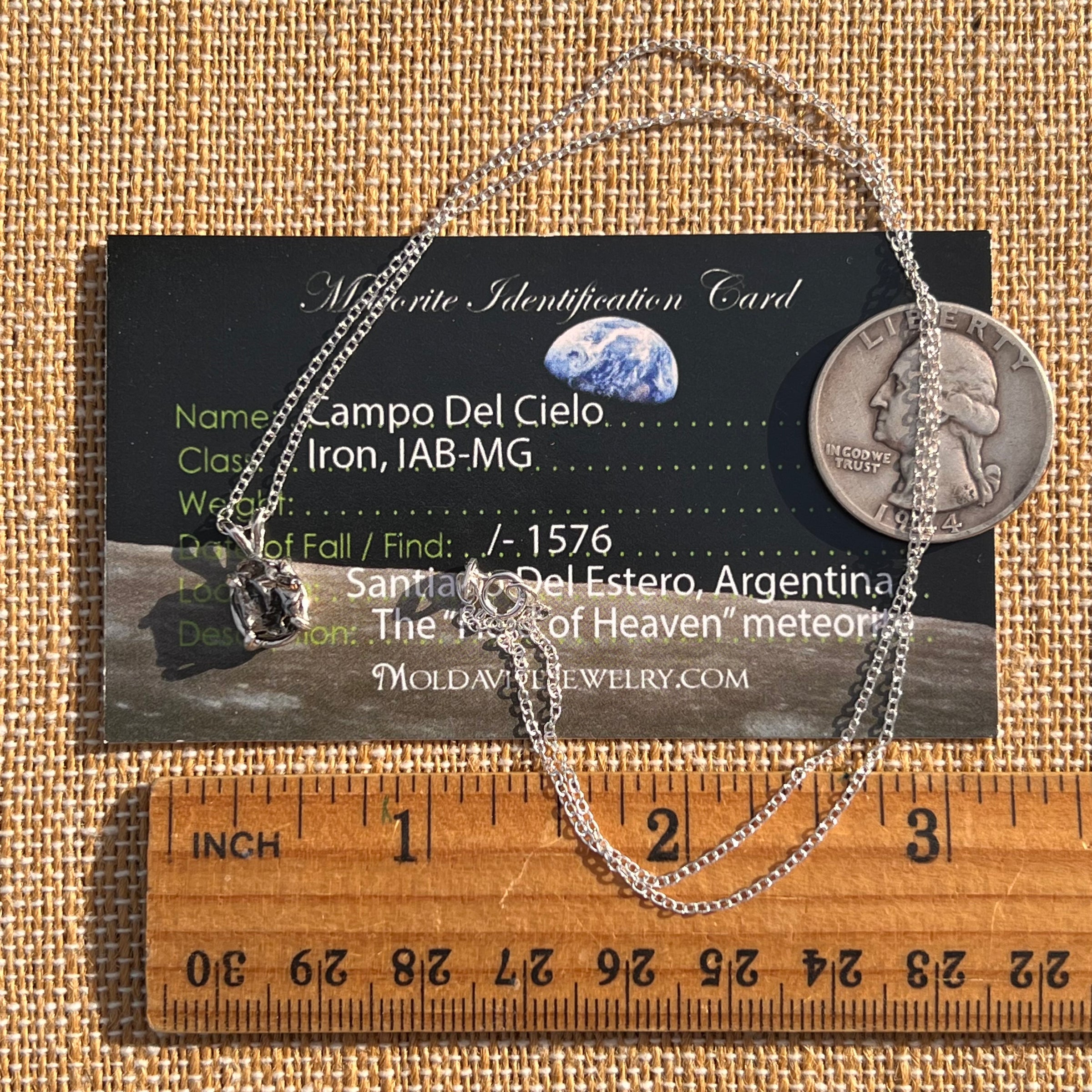 Campo Del Cielo Meteorite Necklace Sterling #7724-Moldavite Life