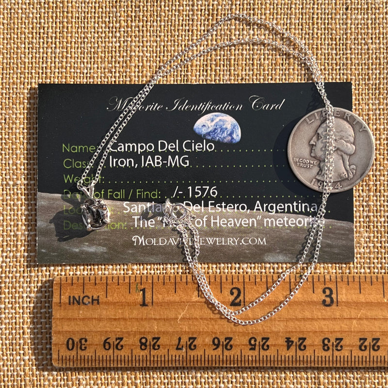 Campo Del Cielo Meteorite Necklace Sterling #7724-Moldavite Life
