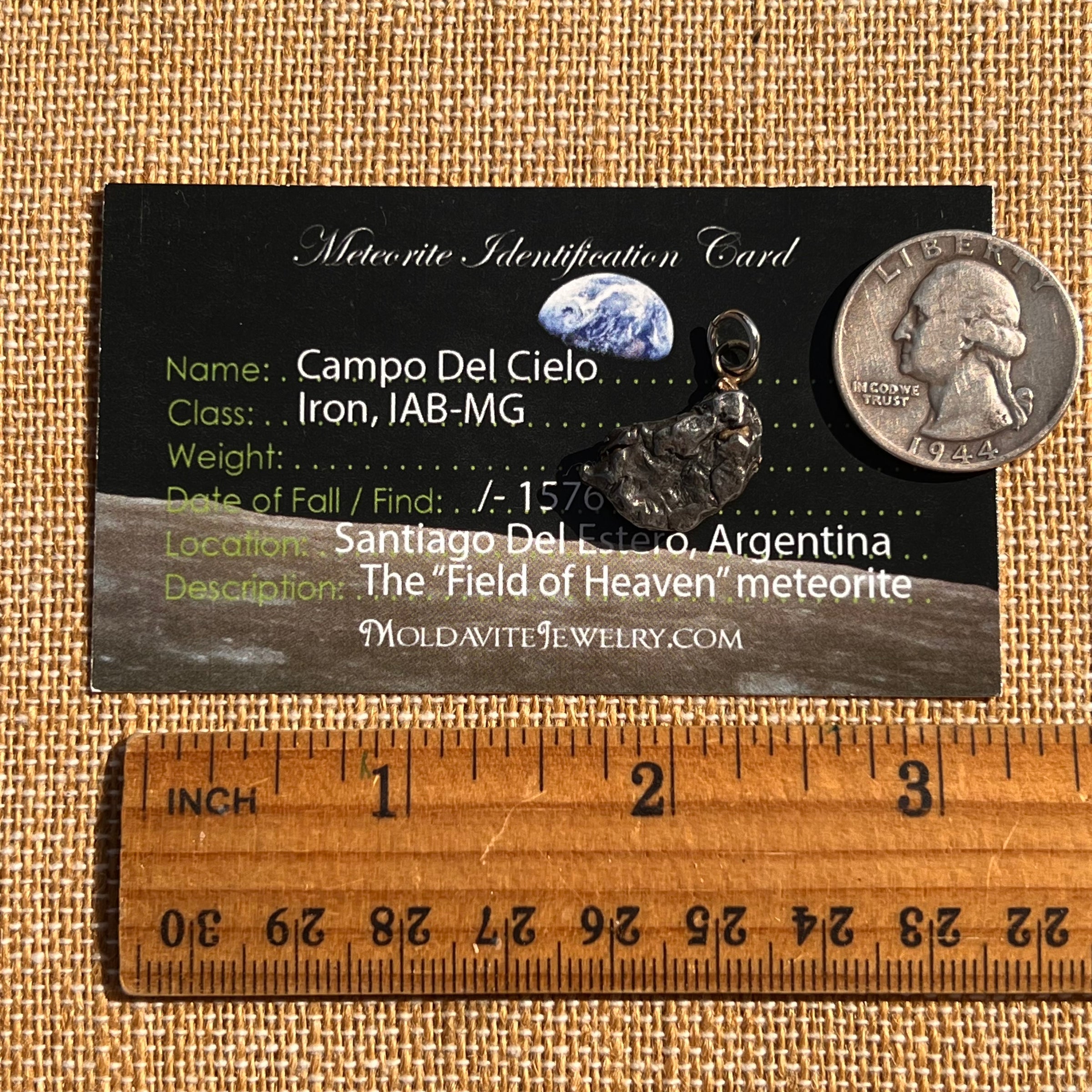 Campo Del Cielo Meteorite Pendant Sterling #7304-Moldavite Life