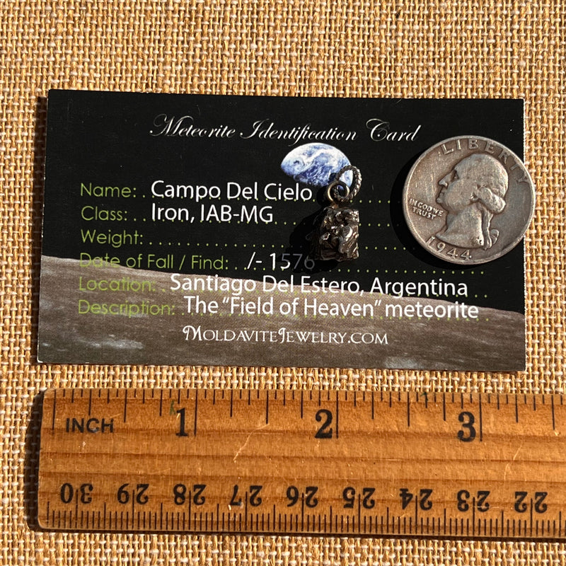 Campo Del Cielo Meteorite Pendant Sterling #7318-Moldavite Life