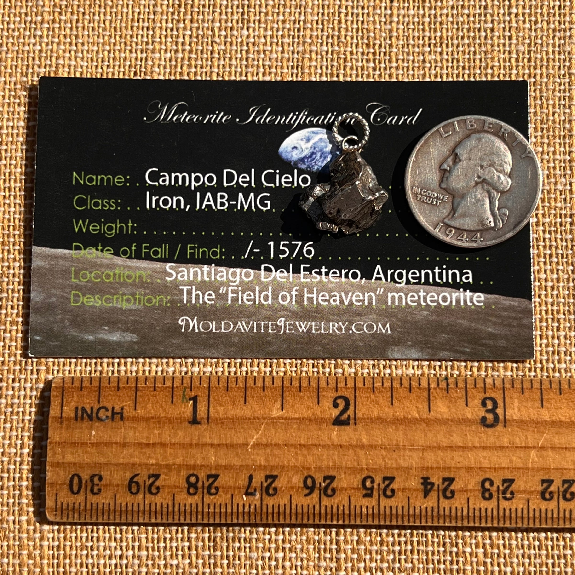 Campo Del Cielo Meteorite Pendant Sterling #7321-Moldavite Life