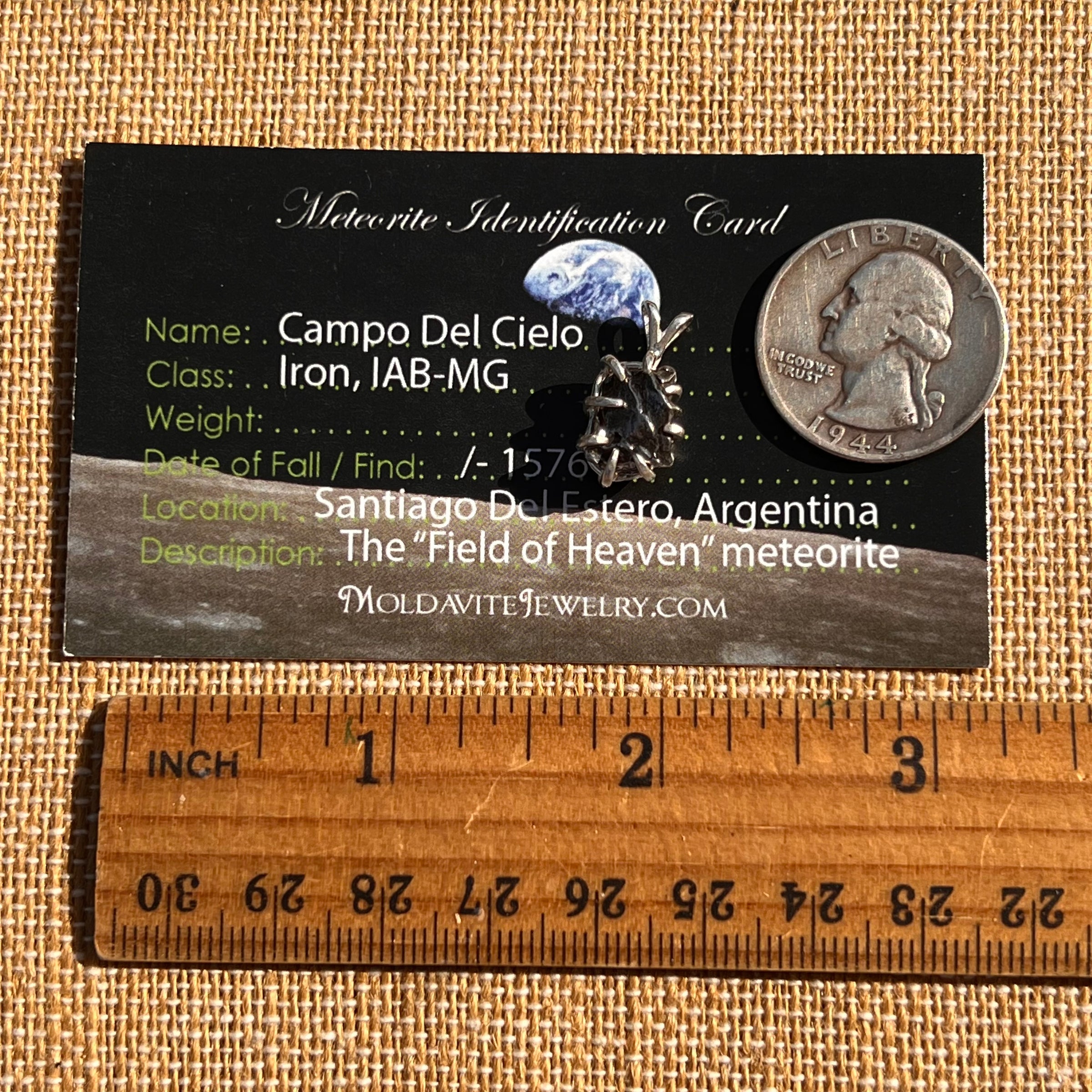 Campo Del Cielo Meteorite Pendant Sterling #7322-Moldavite Life