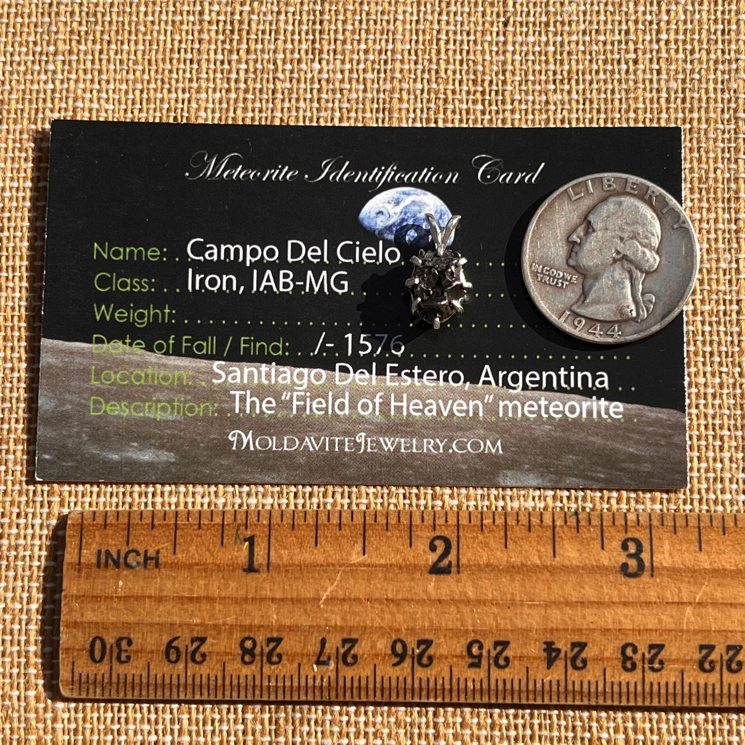 Campo Del Cielo Meteorite Pendant Sterling #7324-Moldavite Life