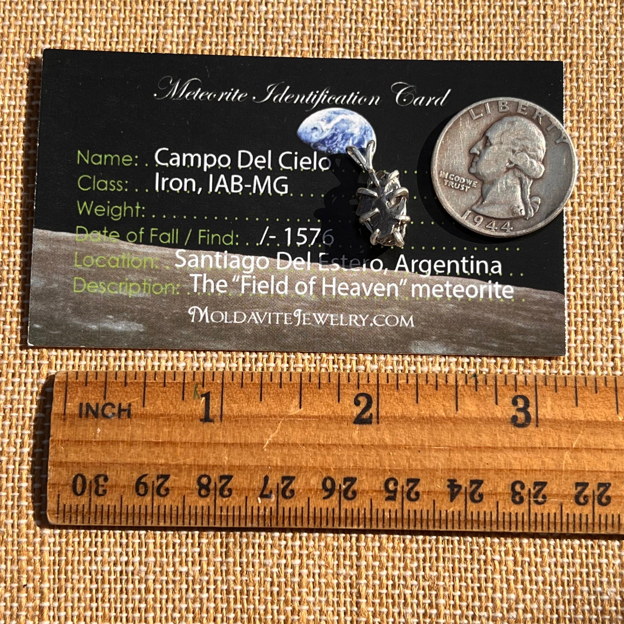 Campo Del Cielo Meteorite Pendant Sterling #7325-Moldavite Life