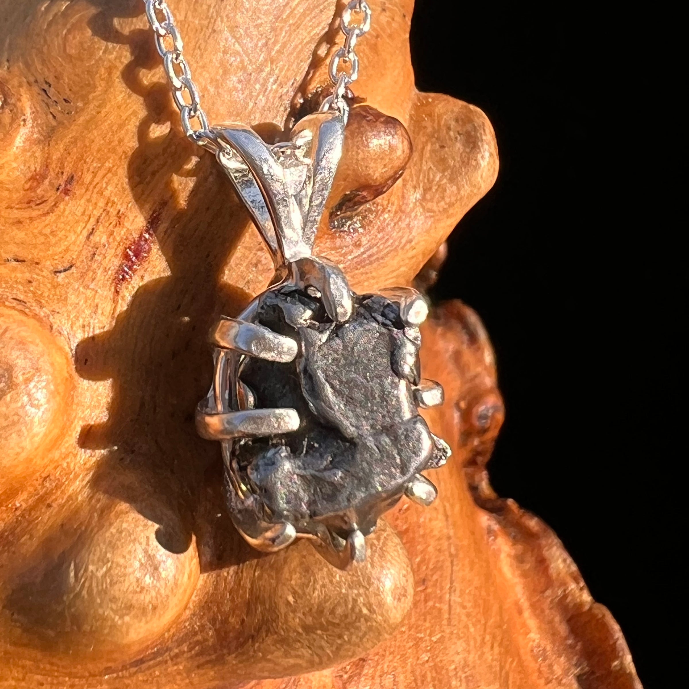 Campo Del Cielo Meteorite Pendant Sterling #7330-Moldavite Life