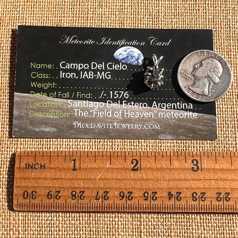 Campo Del Cielo Meteorite Pendant Sterling #7330-Moldavite Life