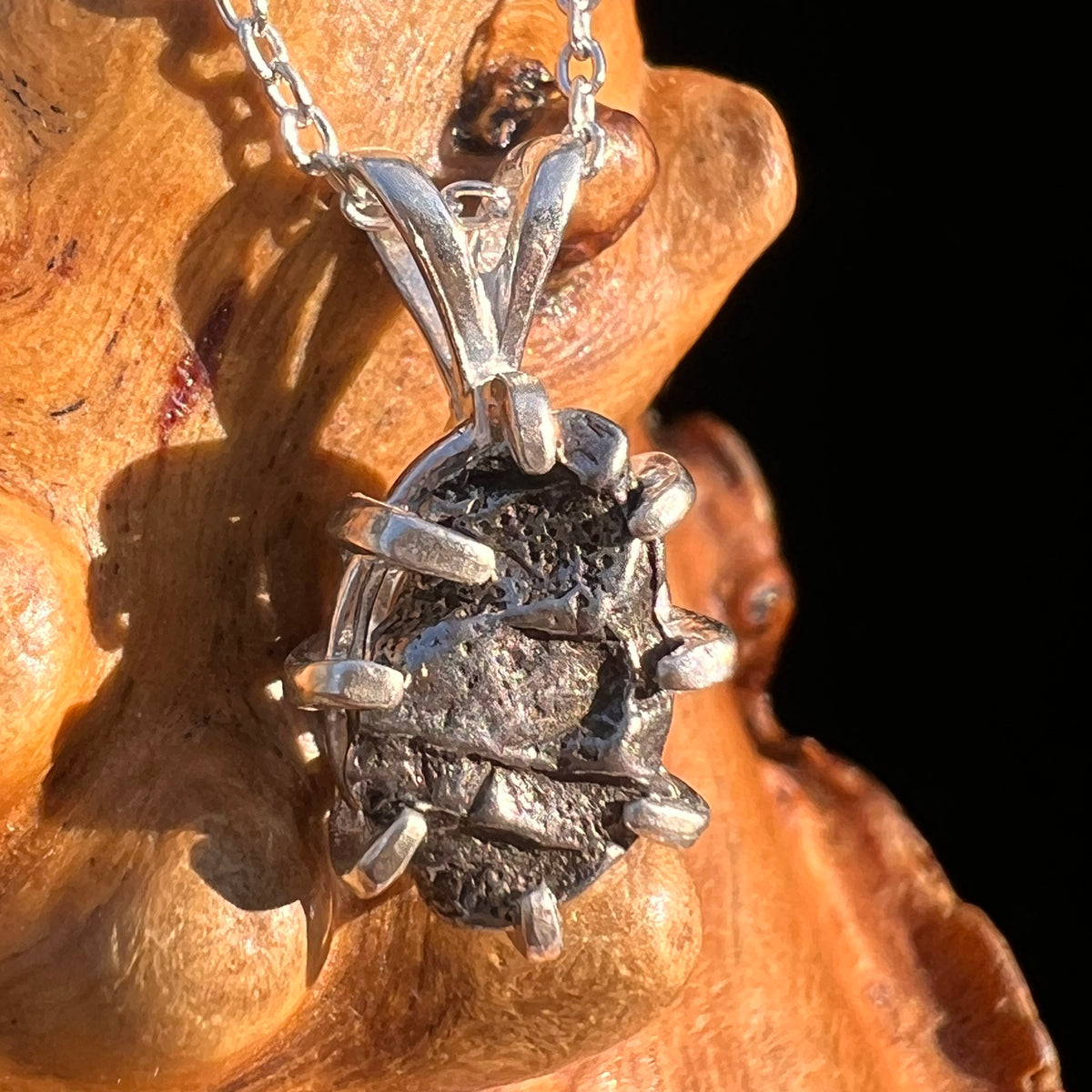 Campo Del Cielo Meteorite Pendant Sterling #7332-Moldavite Life