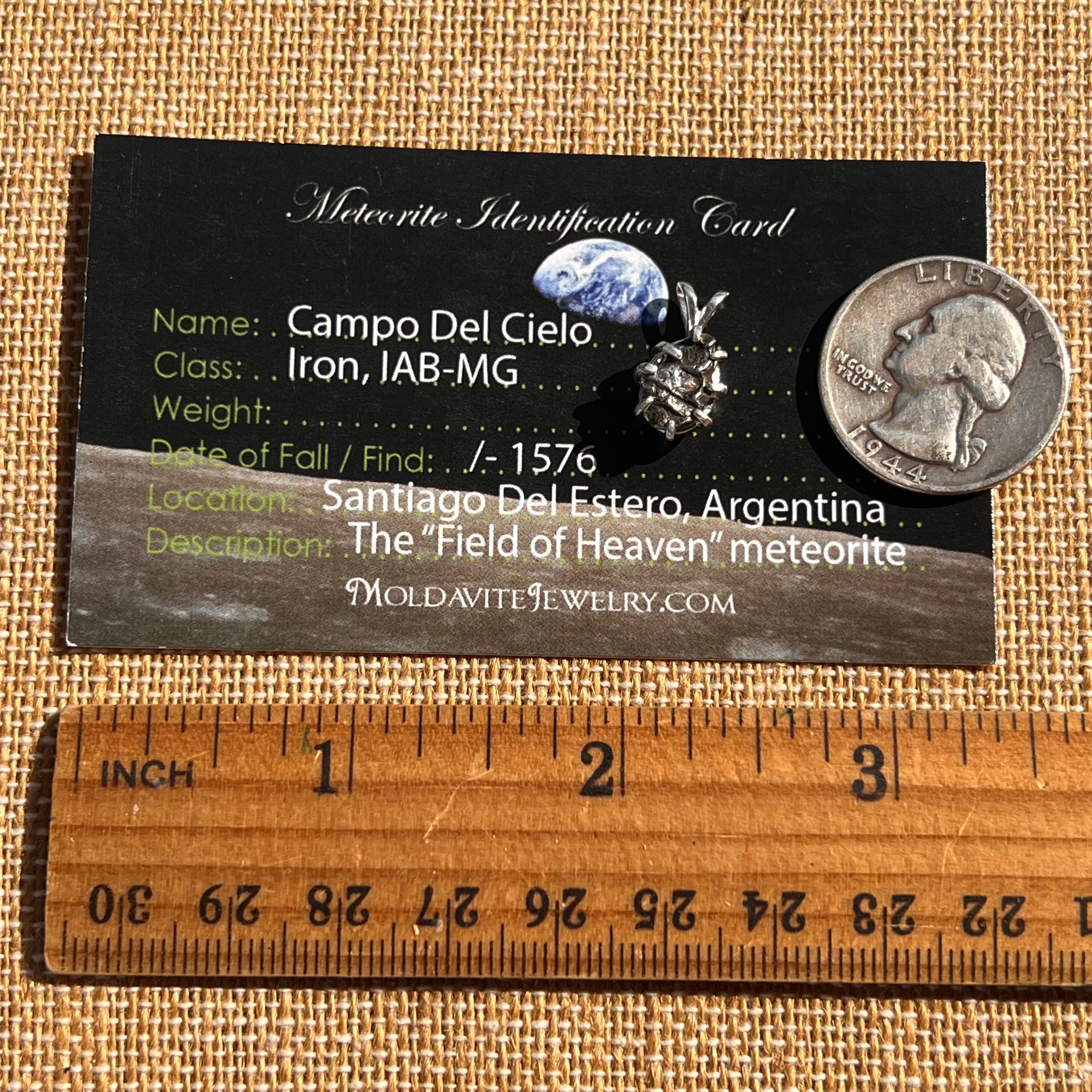 Campo Del Cielo Meteorite Pendant Sterling #7332-Moldavite Life