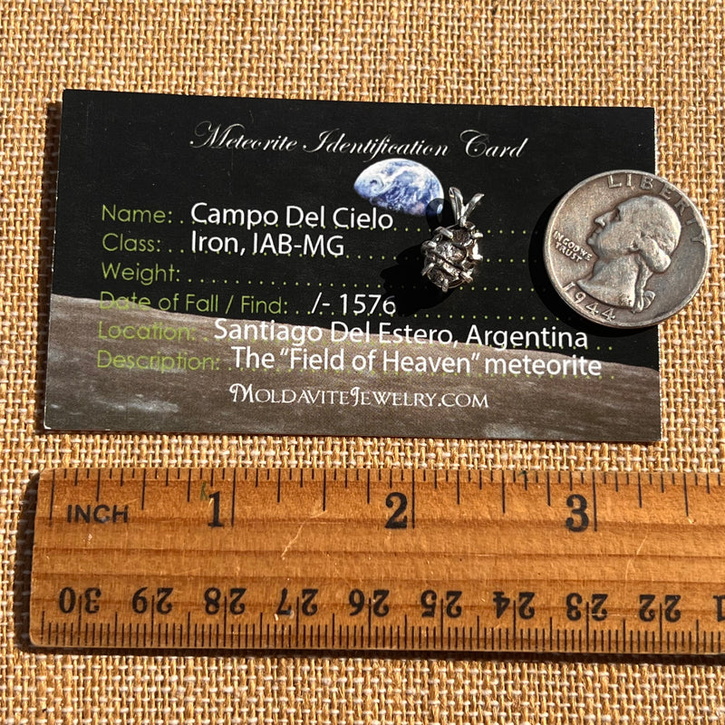 Campo Del Cielo Meteorite Pendant Sterling #7332-Moldavite Life