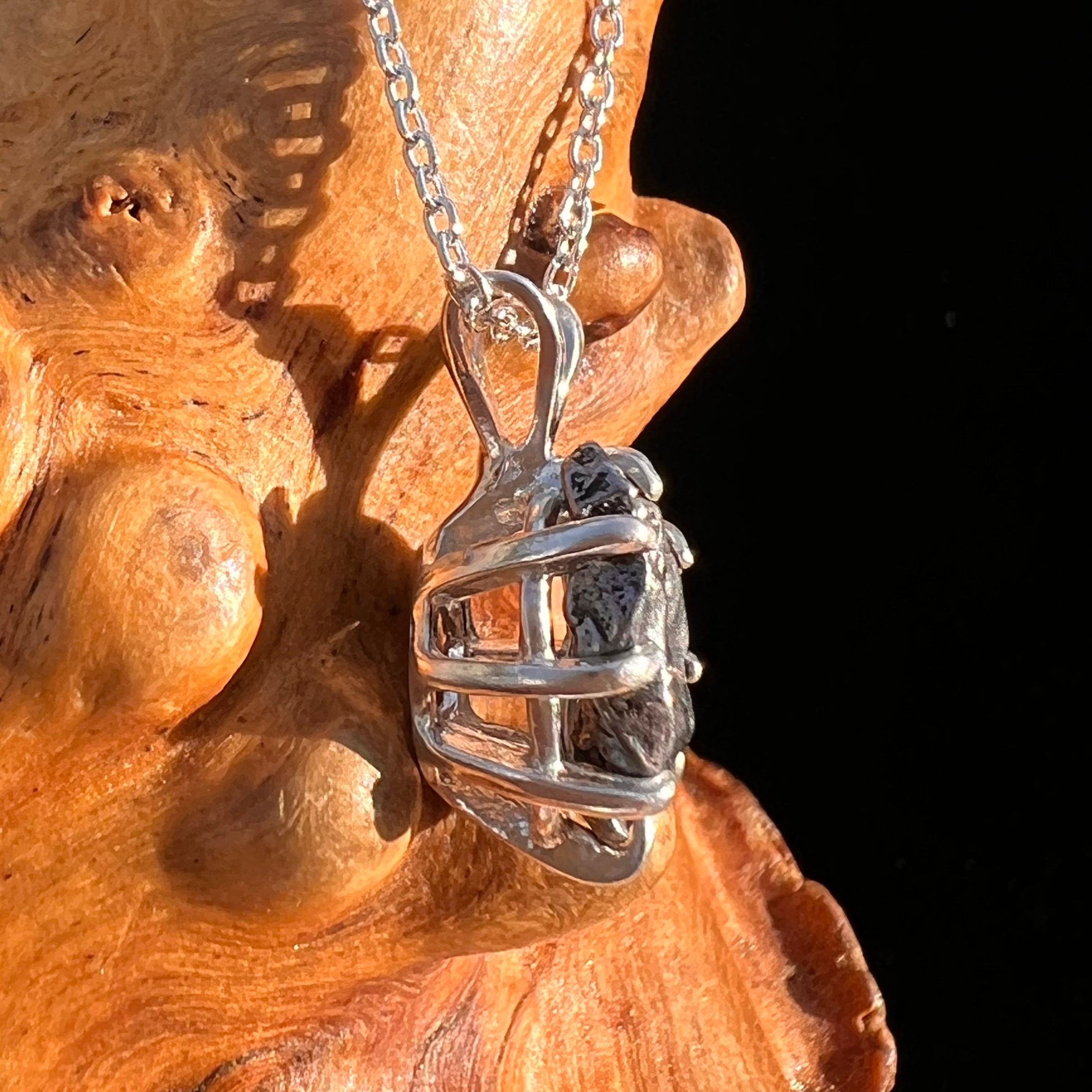 Campo Del Cielo Meteorite Pendant Sterling #7334-Moldavite Life