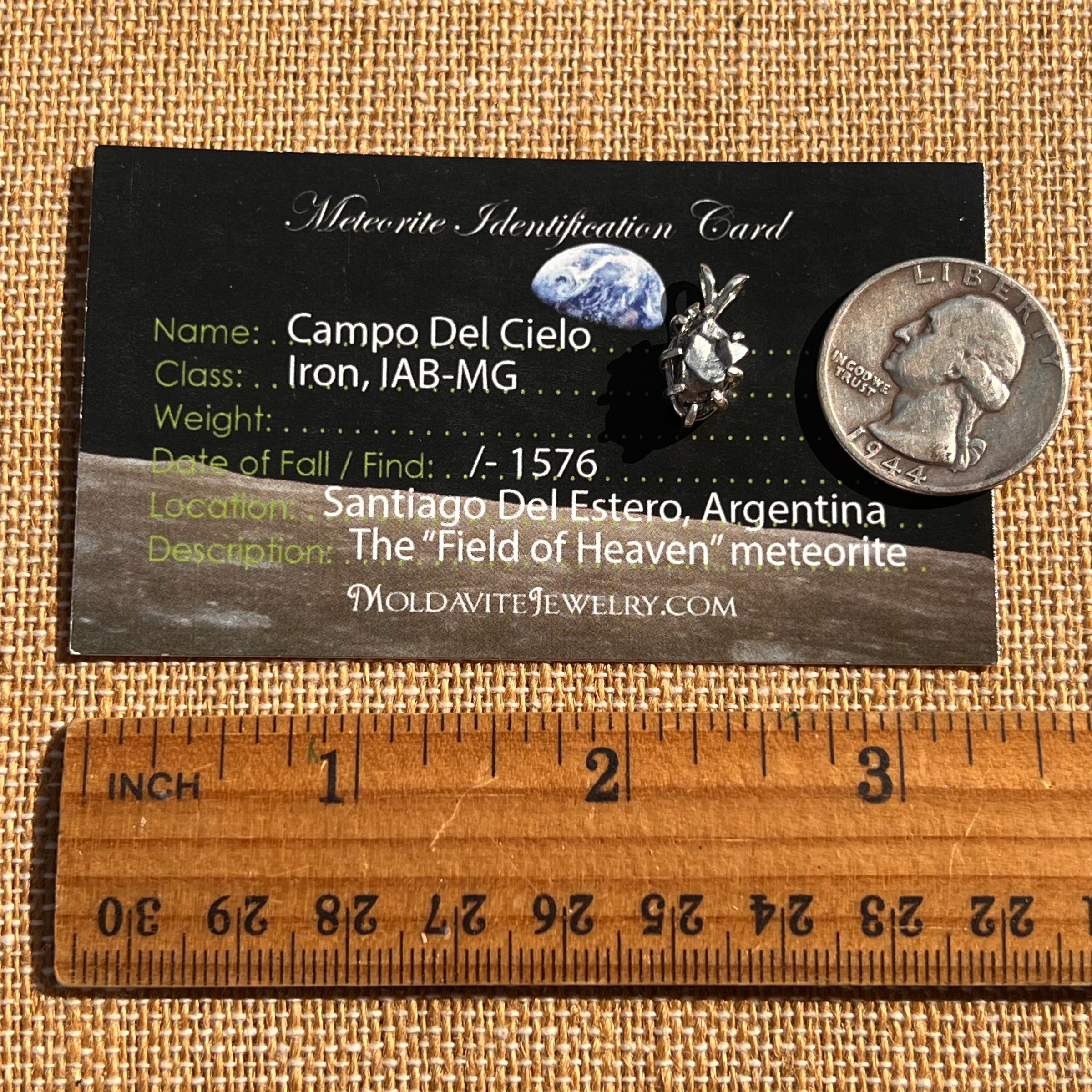 Campo Del Cielo Meteorite Pendant Sterling #7334-Moldavite Life