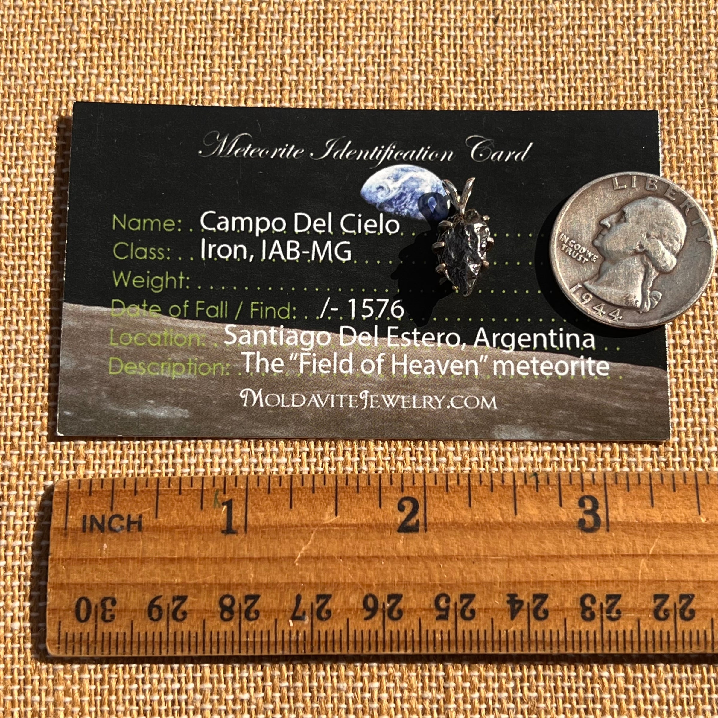 Campo Del Cielo Meteorite Pendant Sterling #7335-Moldavite Life