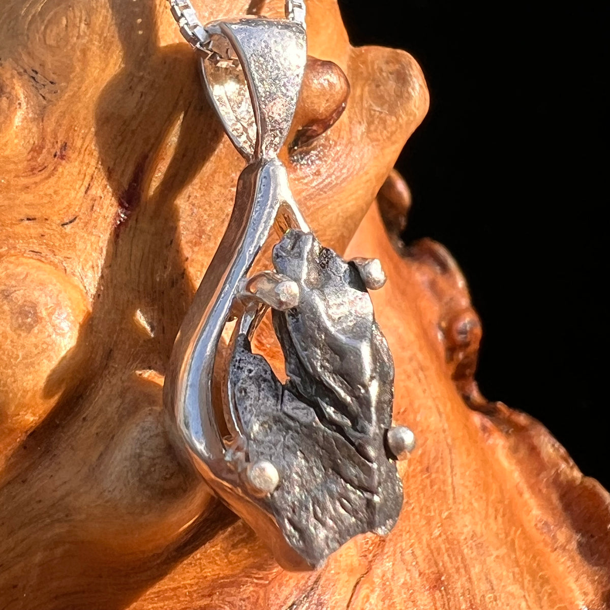 Campo Del Cielo Meteorite Pendant Sterling #7338-Moldavite Life