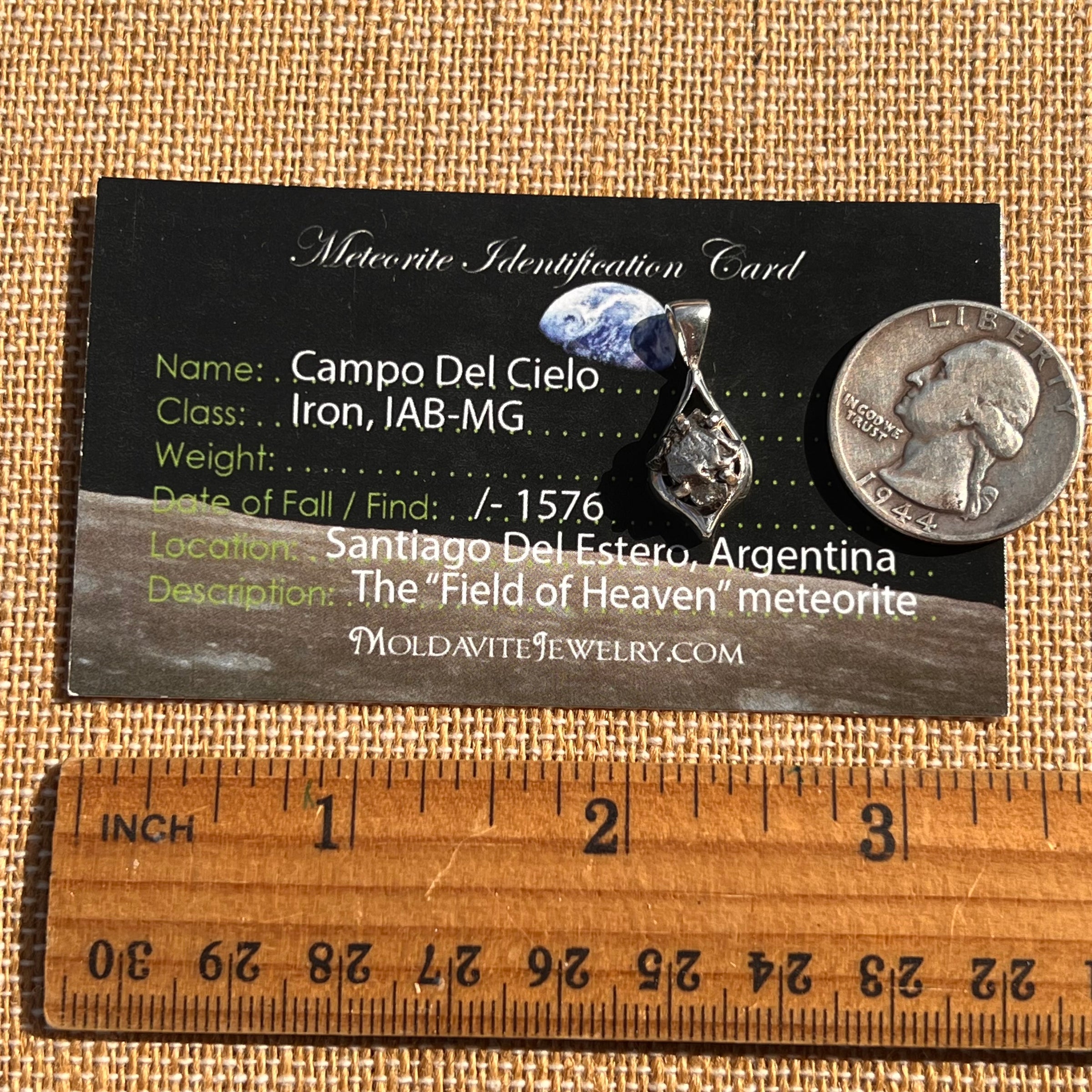 Campo Del Cielo Meteorite Pendant Sterling #7339-Moldavite Life