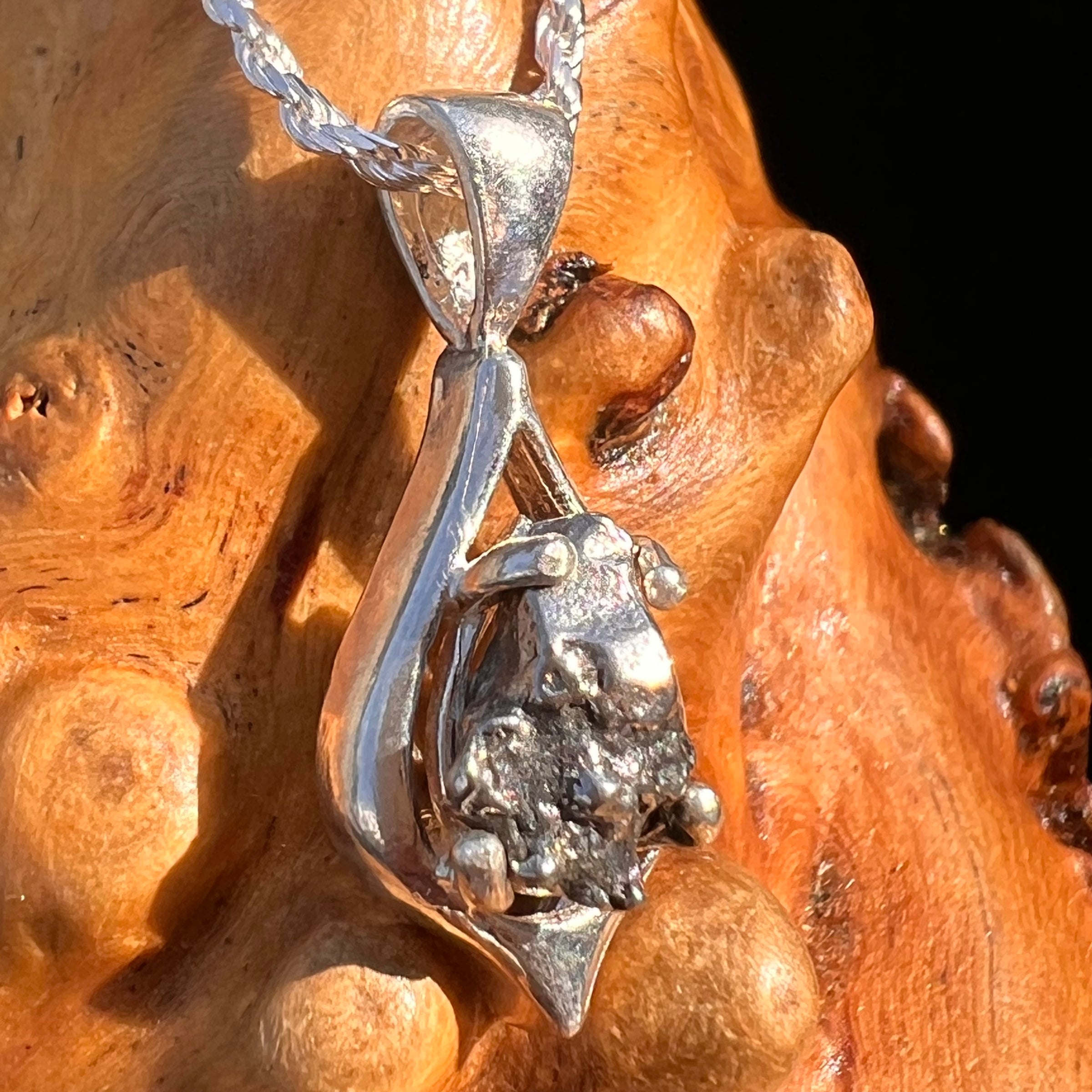 Campo Del Cielo Meteorite Pendant Sterling #7340-Moldavite Life