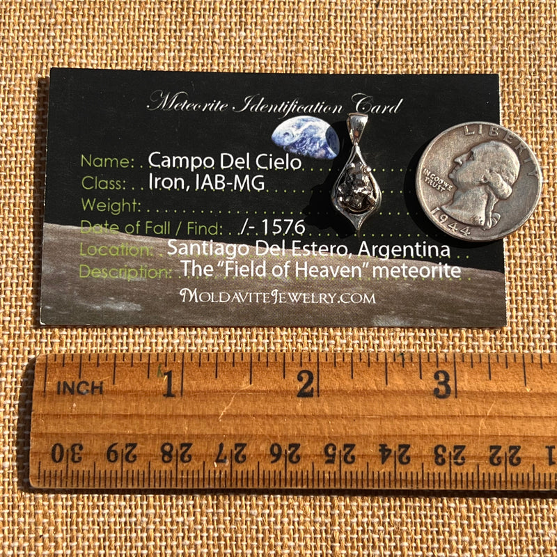Campo Del Cielo Meteorite Pendant Sterling #7340-Moldavite Life