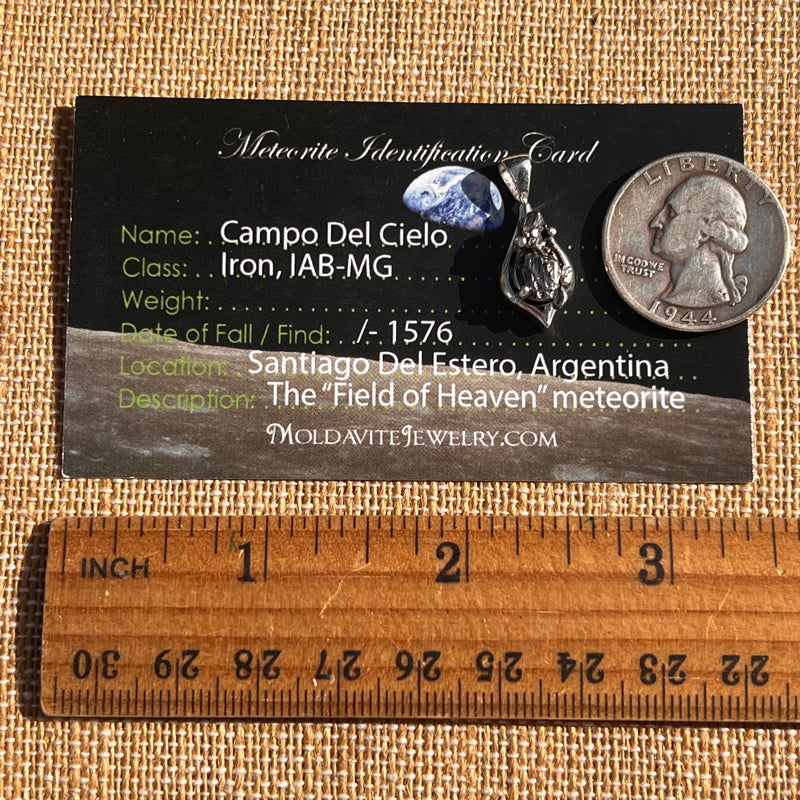 Campo Del Cielo Meteorite Pendant Sterling #7341-Moldavite Life