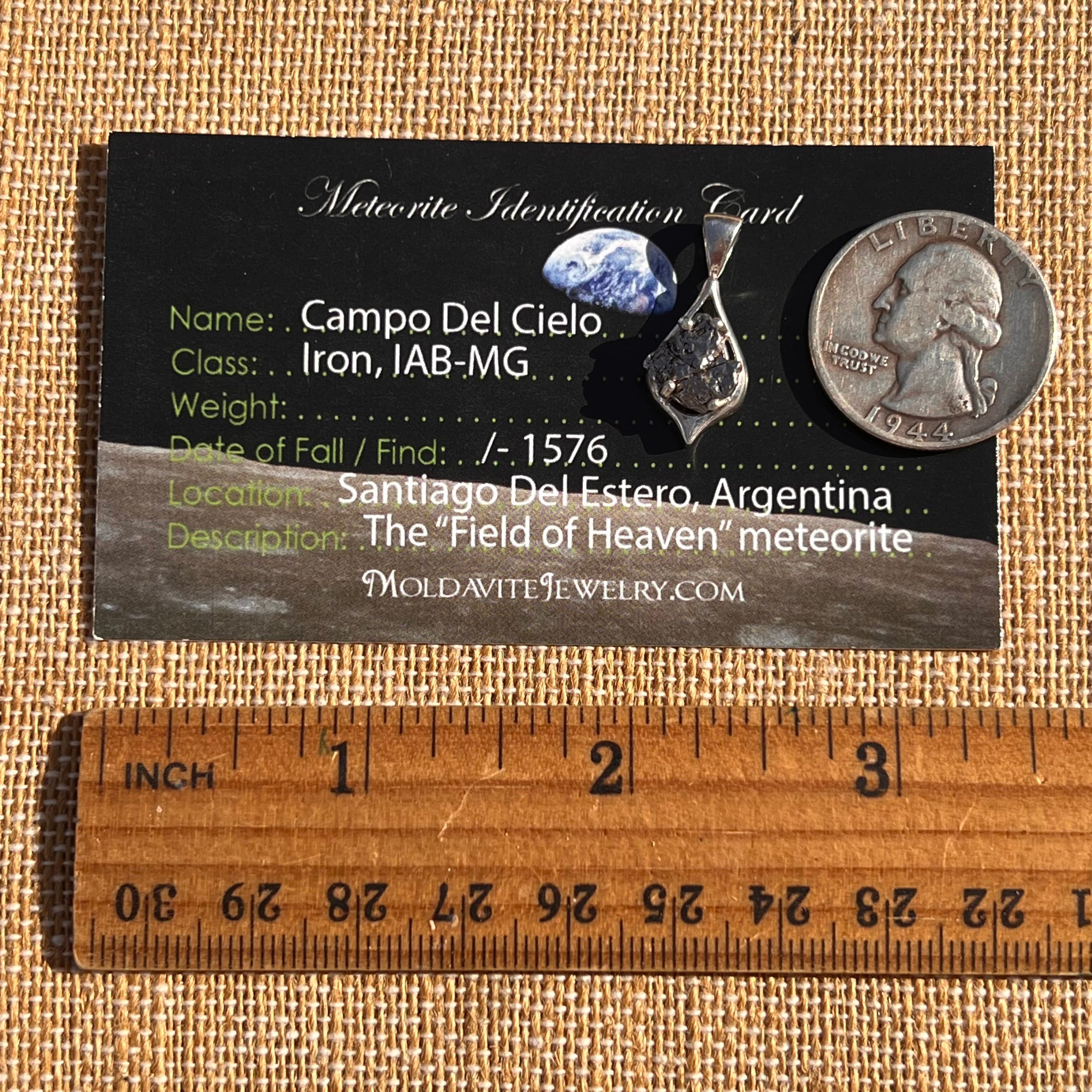 Campo Del Cielo Meteorite Pendant Sterling #7342-Moldavite Life
