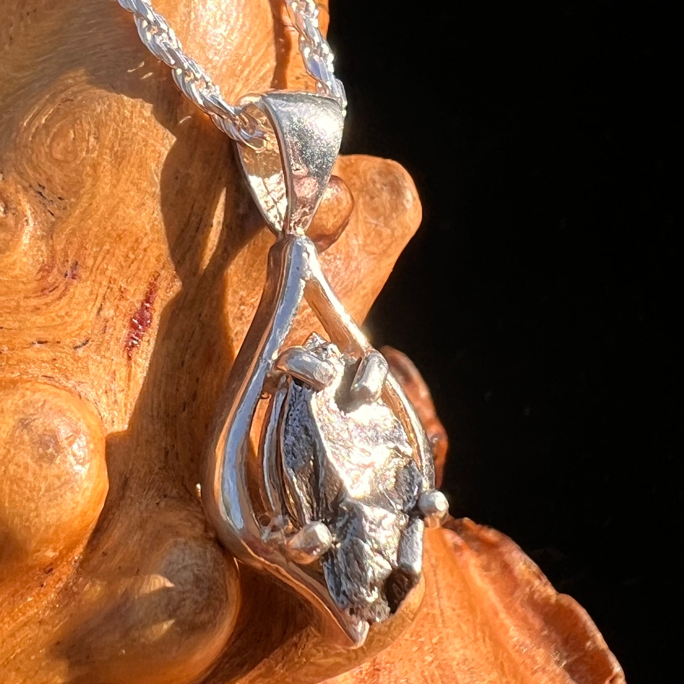 Campo Del Cielo Meteorite Pendant Sterling #7344-Moldavite Life