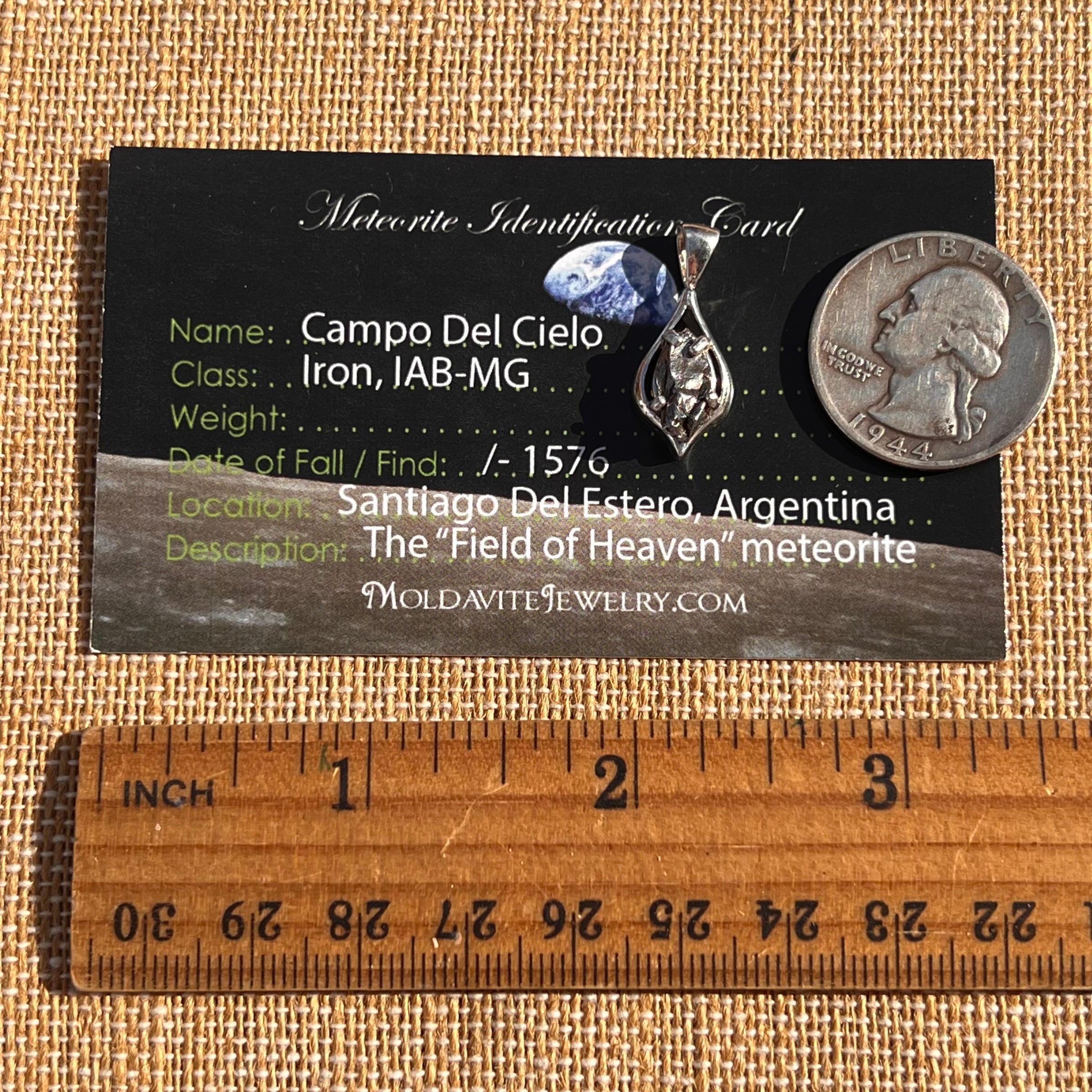 Campo Del Cielo Meteorite Pendant Sterling #7344-Moldavite Life