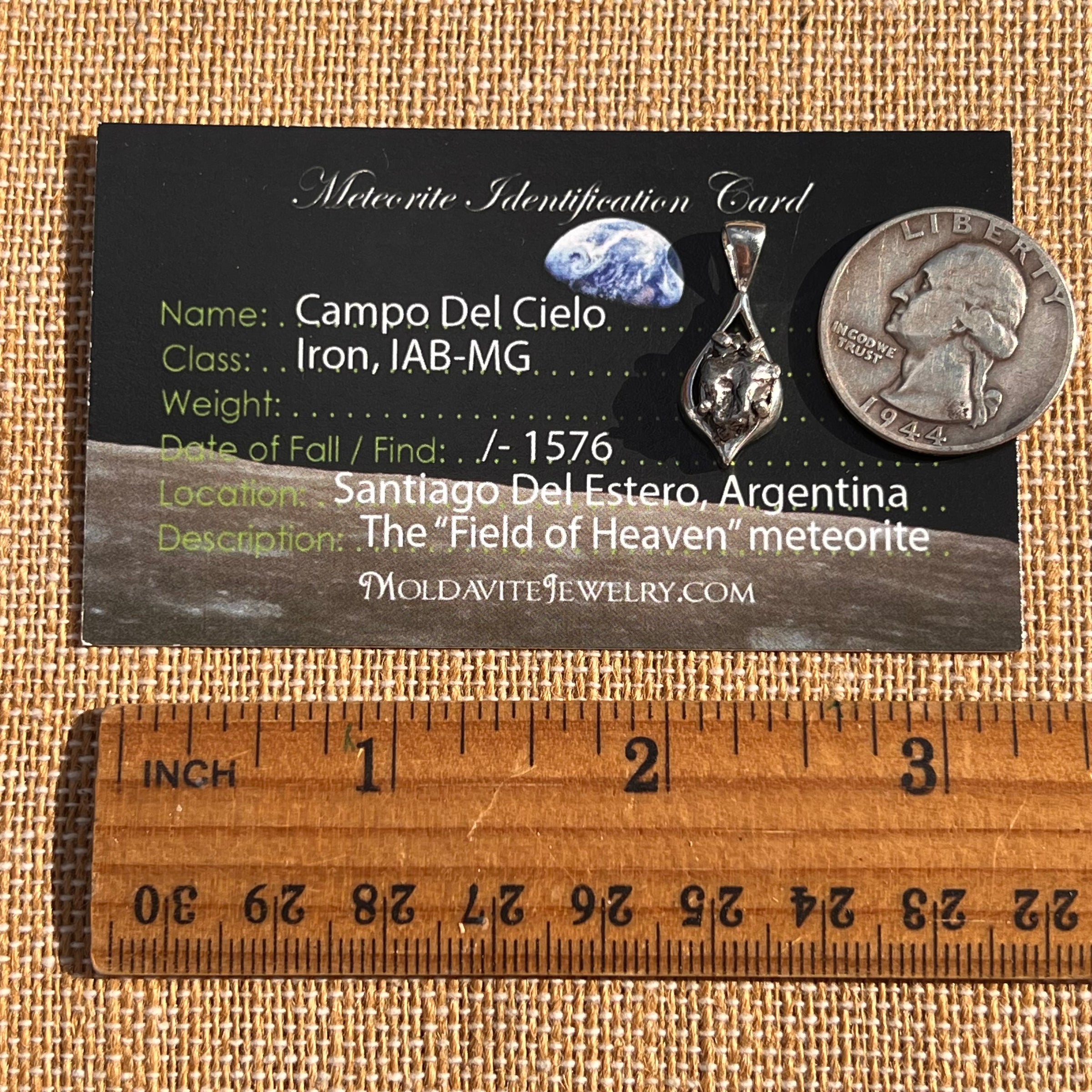 Campo Del Cielo Meteorite Pendant Sterling #7345-Moldavite Life