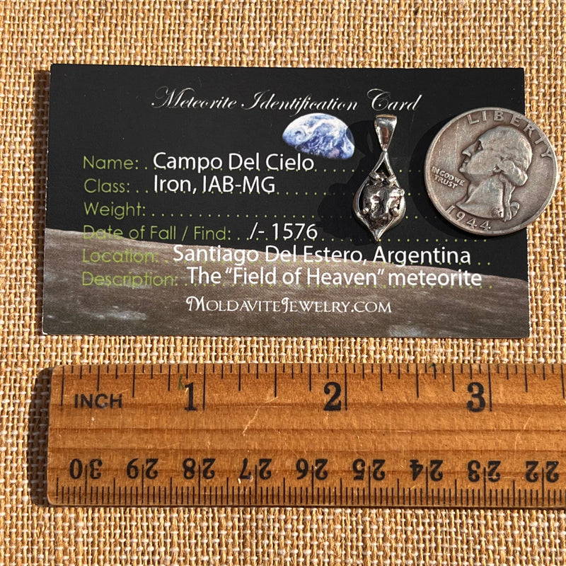 Campo Del Cielo Meteorite Pendant Sterling #7345-Moldavite Life