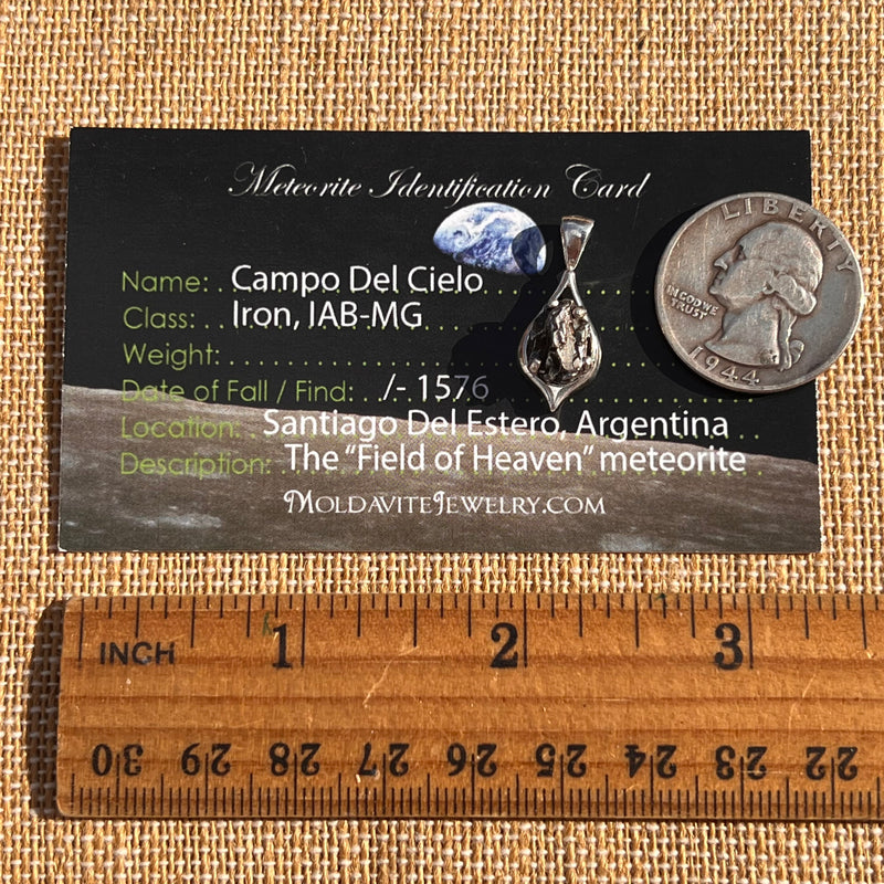Campo Del Cielo Meteorite Pendant Sterling #7346-Moldavite Life