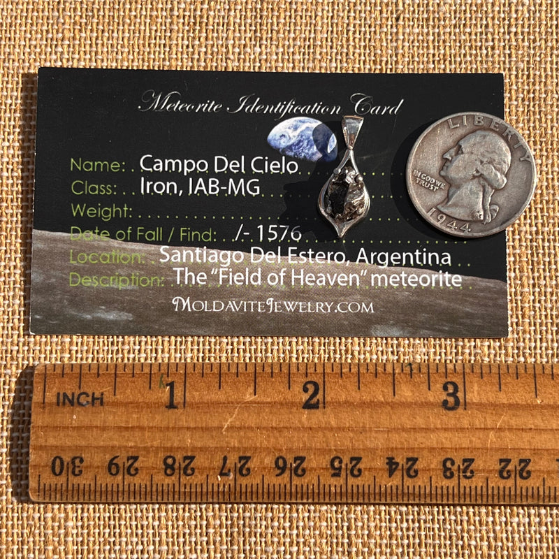 Campo Del Cielo Meteorite Pendant Sterling #7347-Moldavite Life