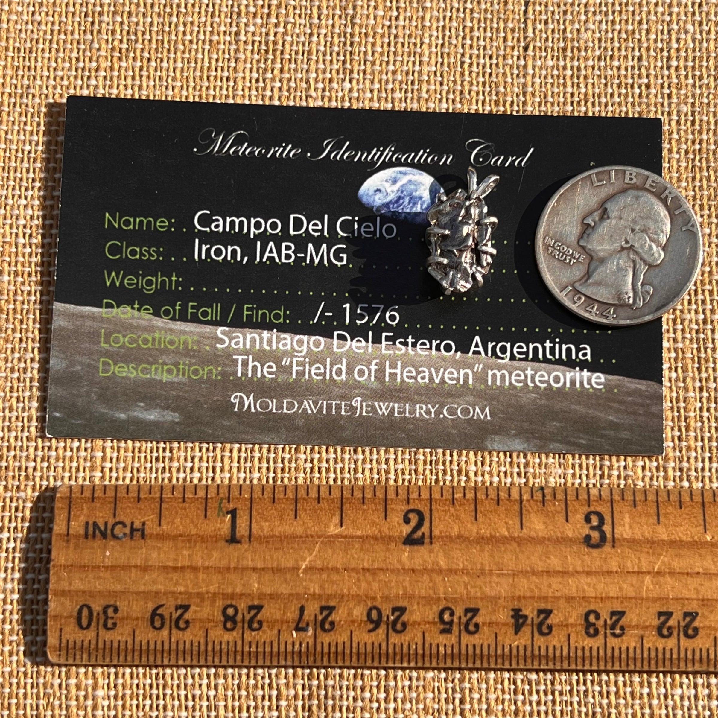 Campo Del Cielo Meteorite Pendant Sterling #7350-Moldavite Life