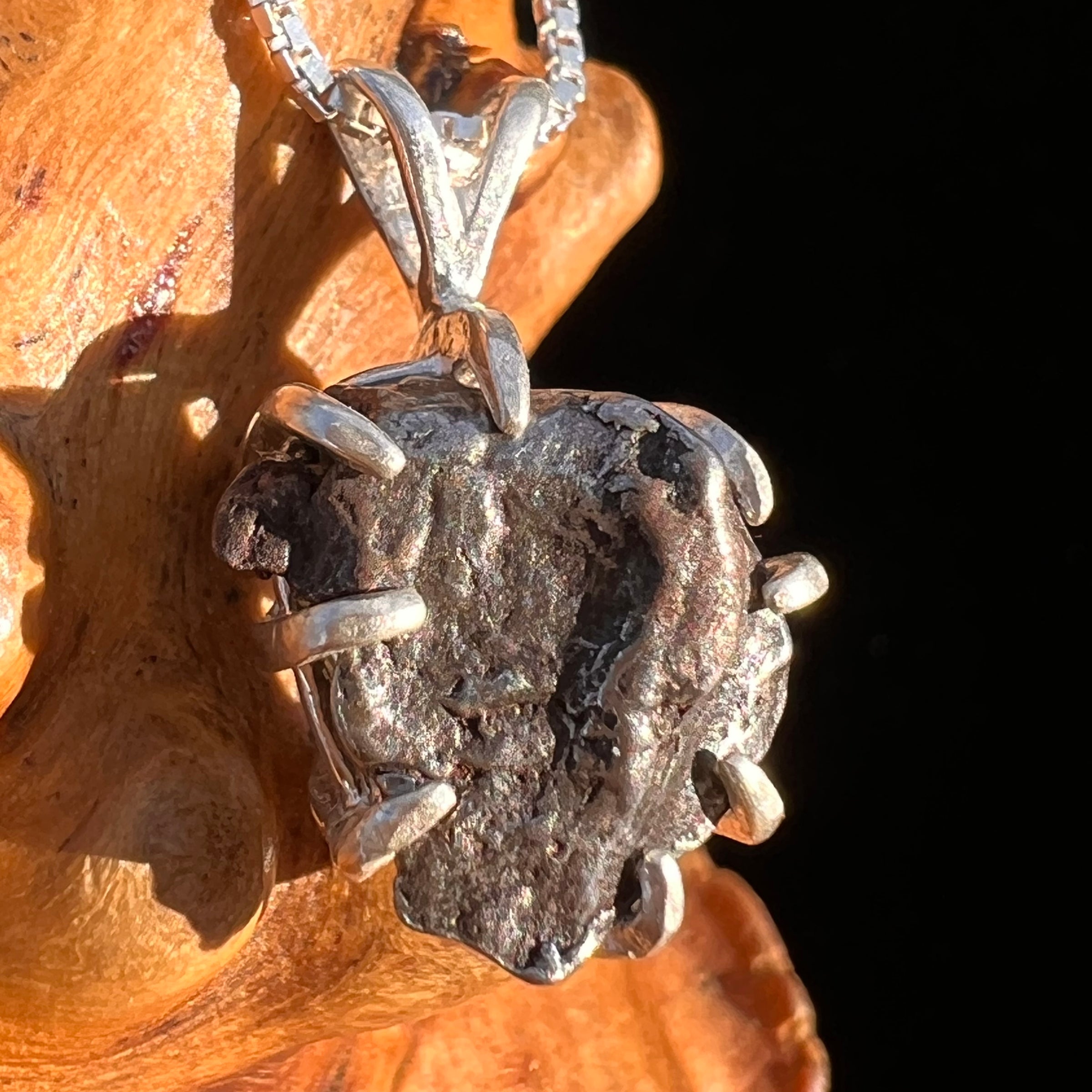 Campo Del Cielo Meteorite Pendant Sterling #7352-Moldavite Life