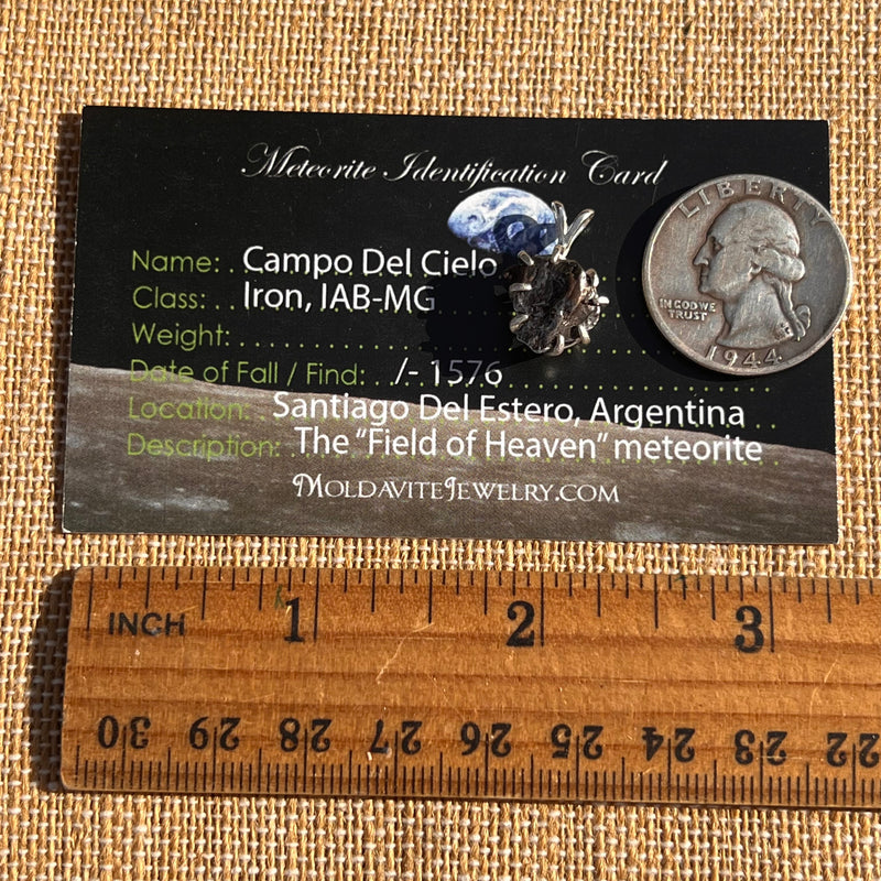 Campo Del Cielo Meteorite Pendant Sterling #7352-Moldavite Life