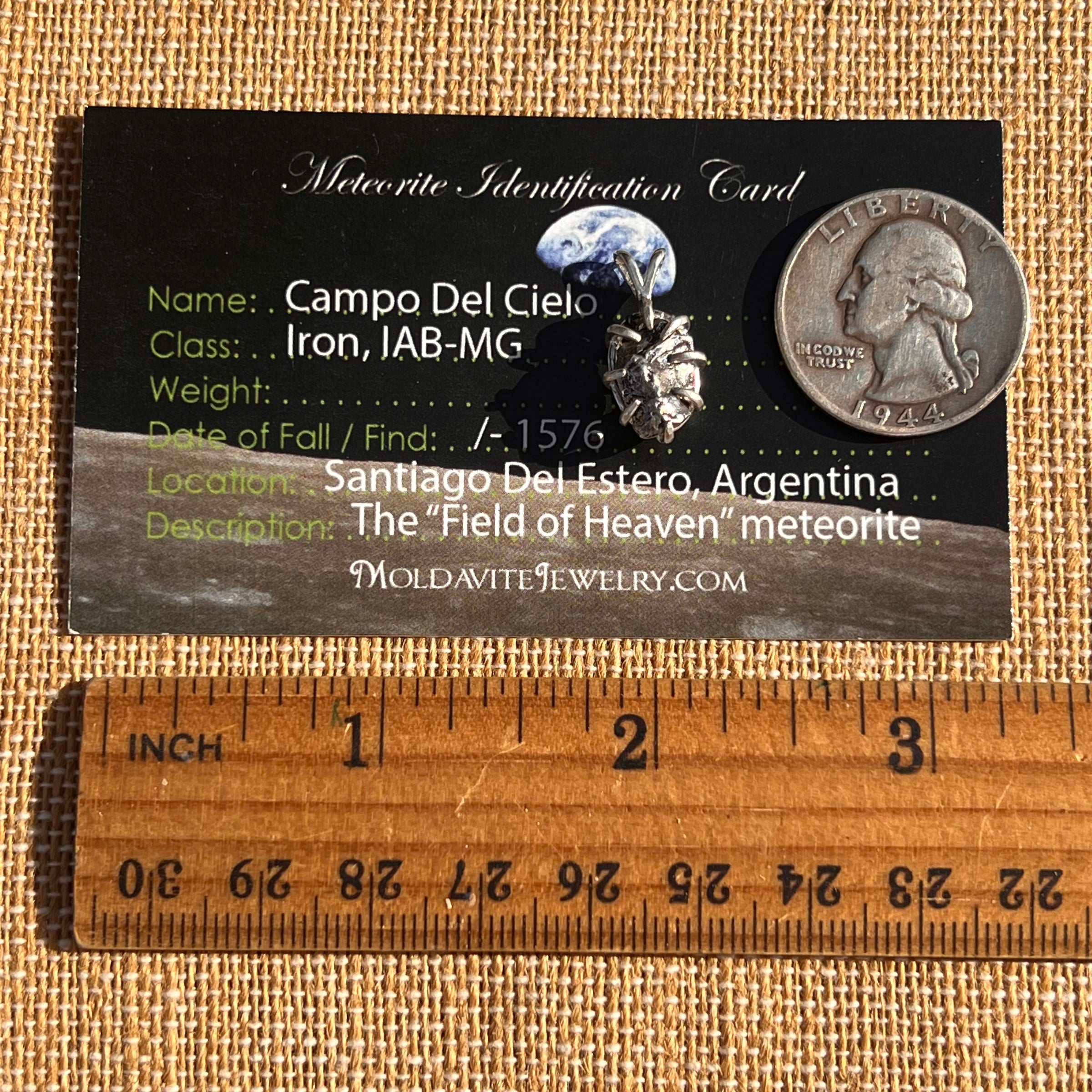 Campo Del Cielo Meteorite Pendant Sterling #7353-Moldavite Life