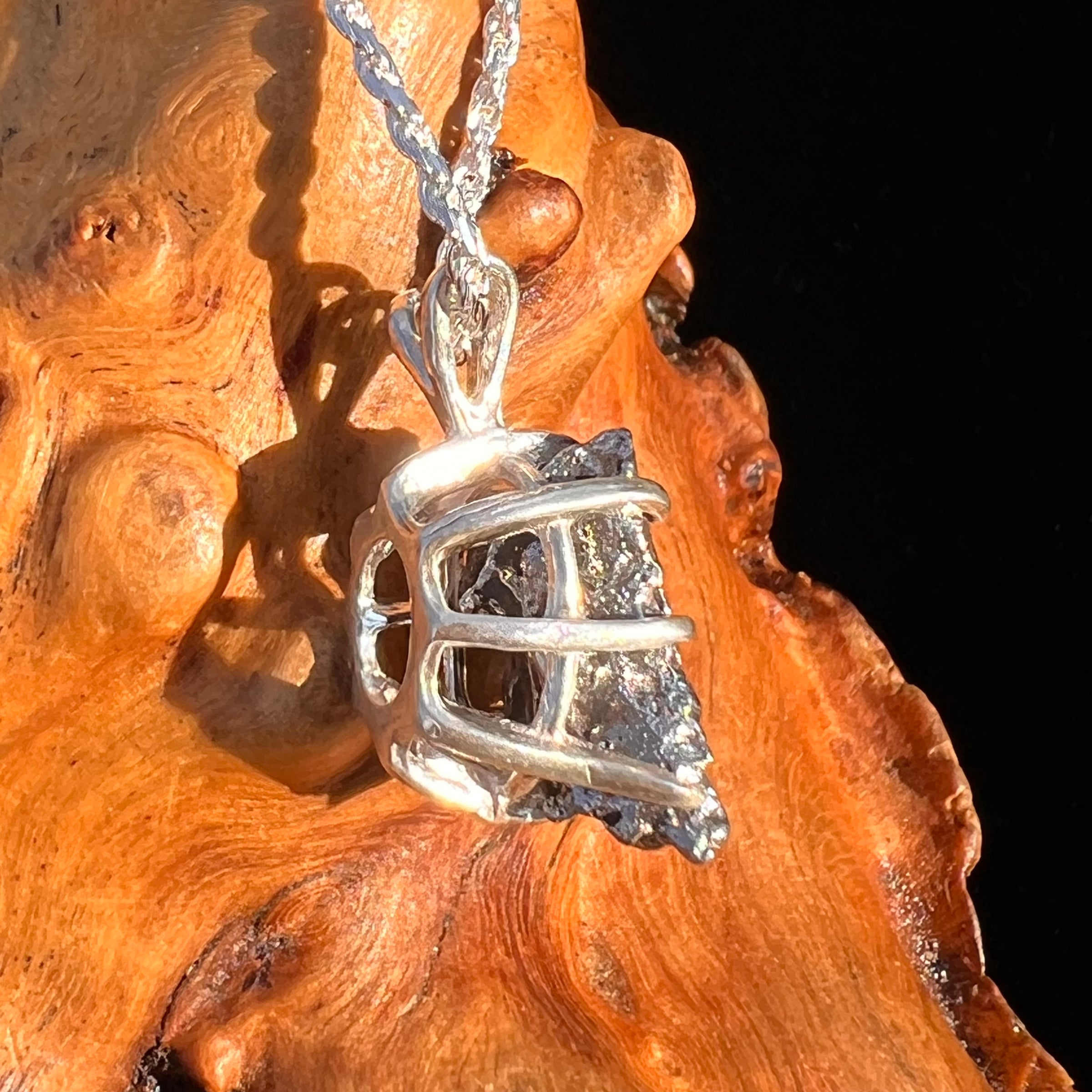 Campo Del Cielo Meteorite Pendant Sterling #7356-Moldavite Life