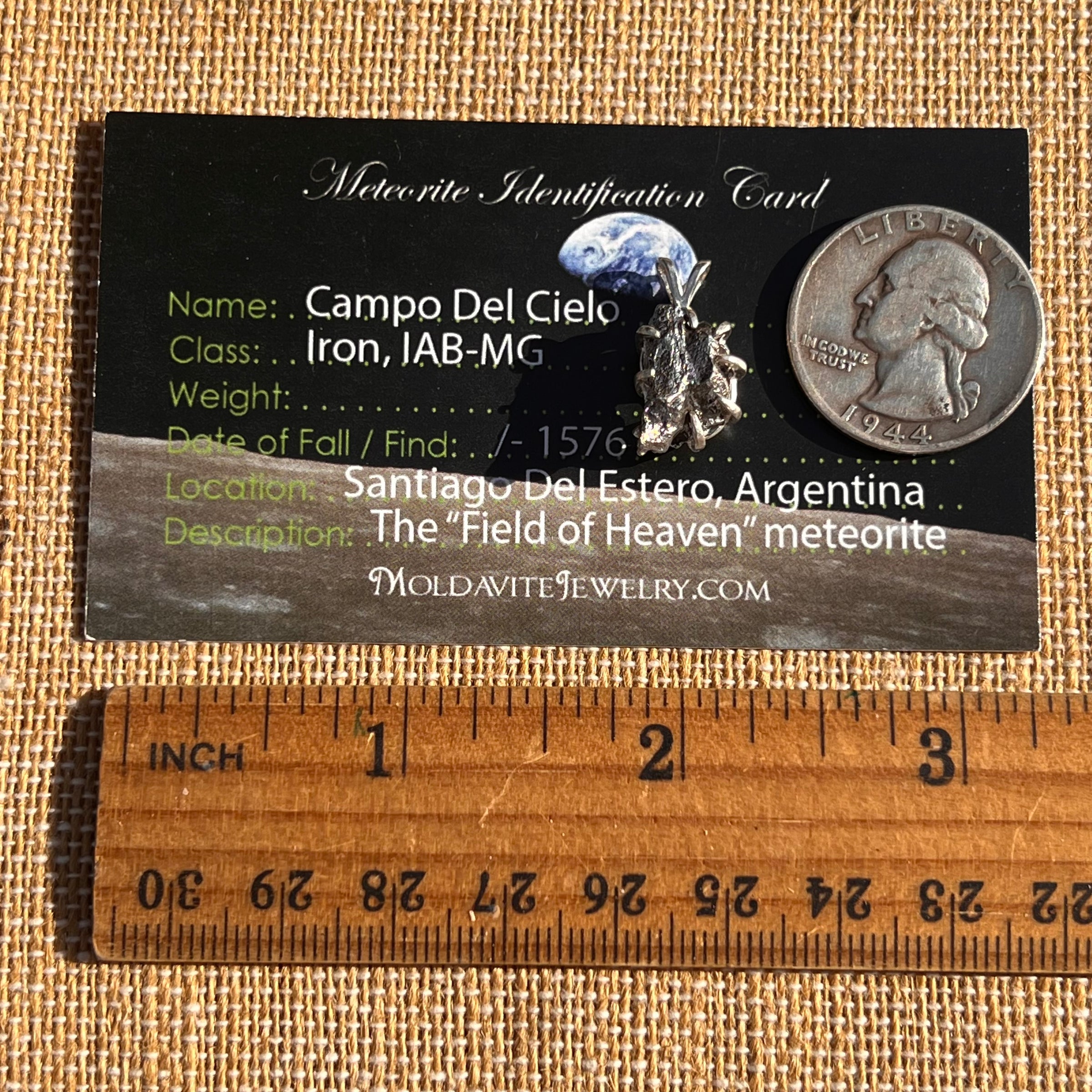 Campo Del Cielo Meteorite Pendant Sterling #7356-Moldavite Life