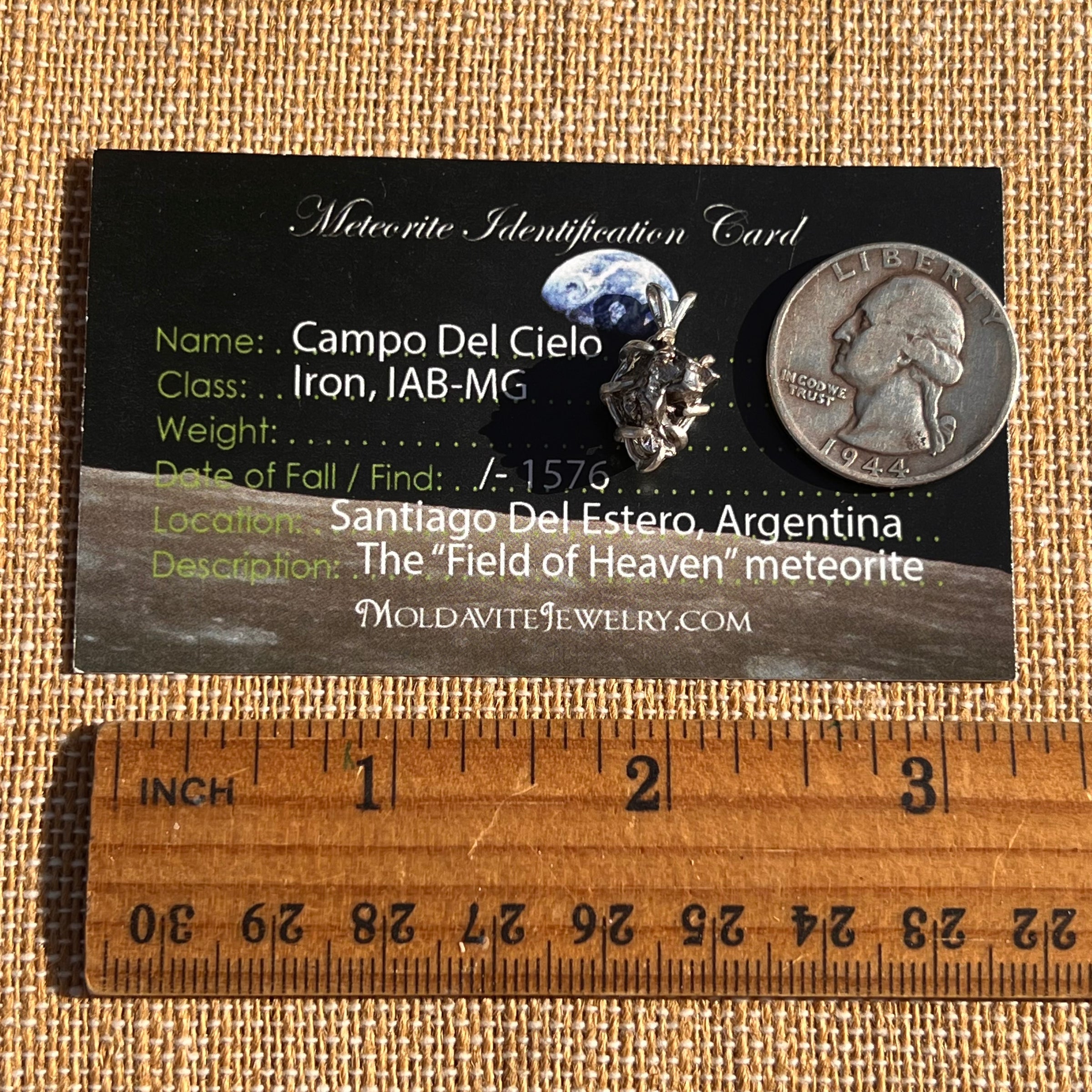 Campo Del Cielo Meteorite Pendant Sterling #7357-Moldavite Life