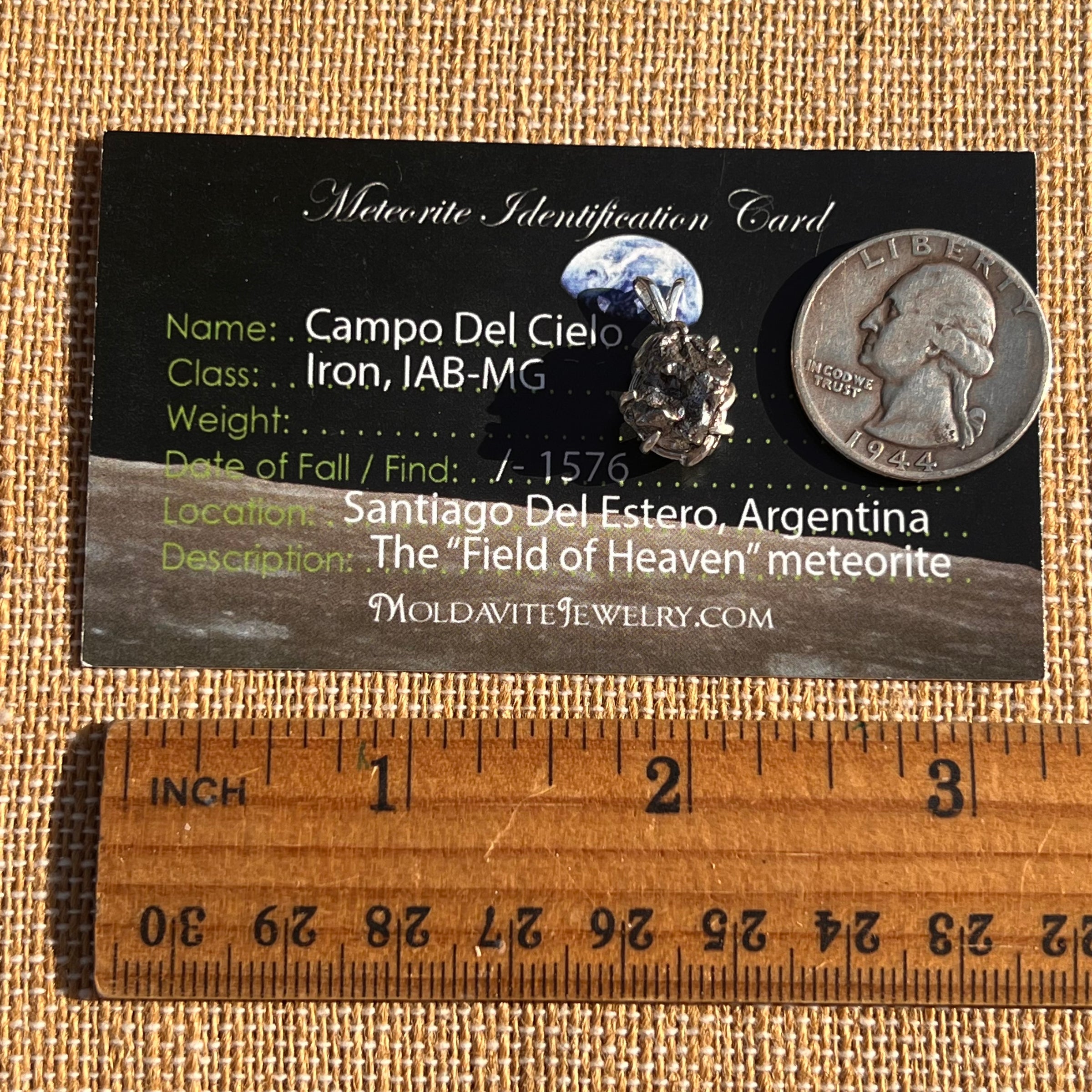 Campo Del Cielo Meteorite Pendant Sterling #7359-Moldavite Life