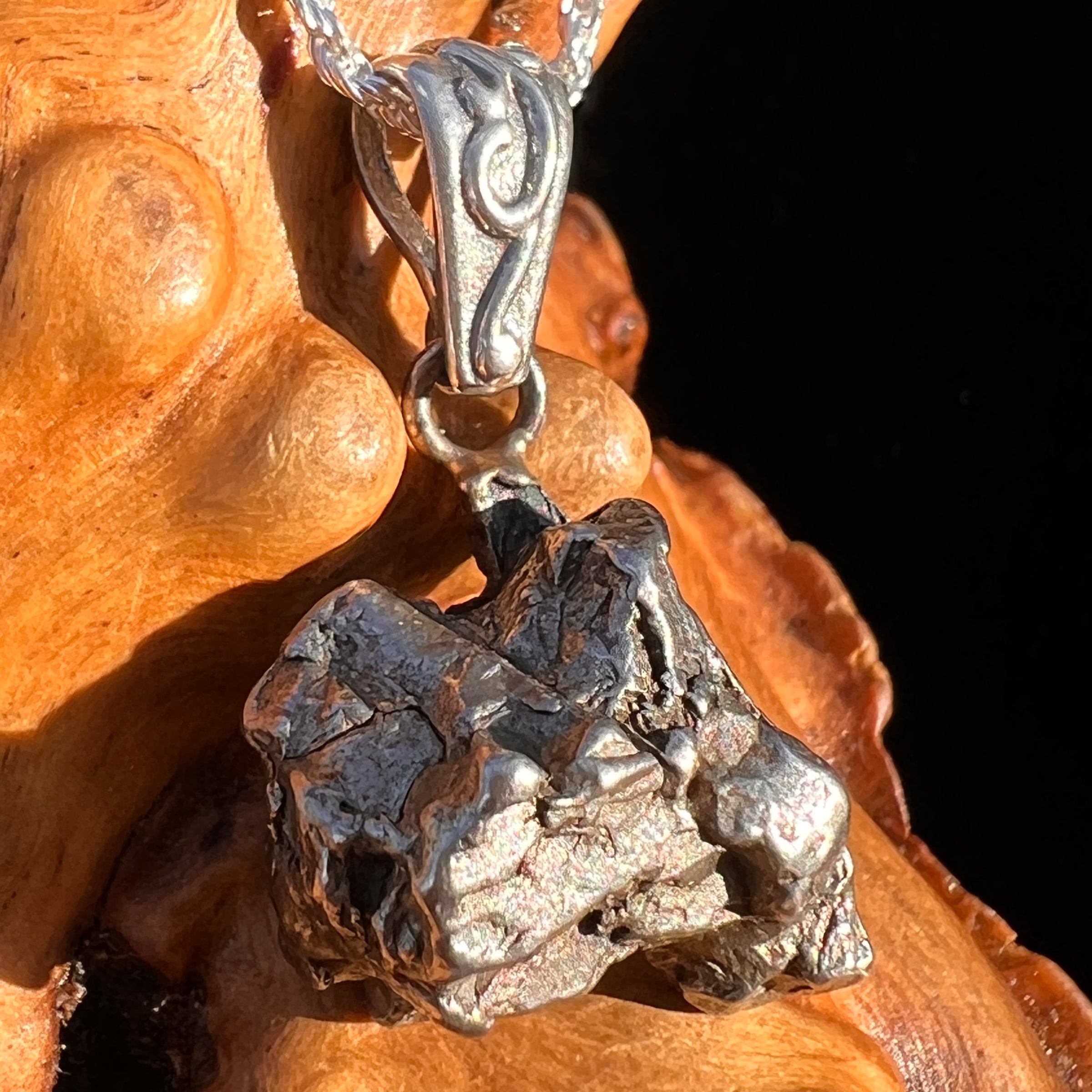 Campo Del Cielo Meteorite Pendant Sterling #7360-Moldavite Life